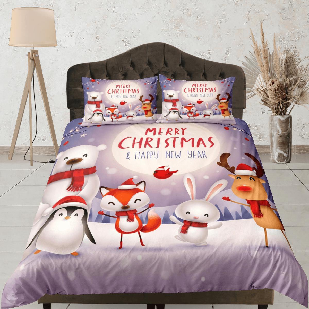 daintyduvet Christmas Duvet Cover Set with Pillows Snow Man Winter Dorm Bedding Comforter Cover Christmas Gift