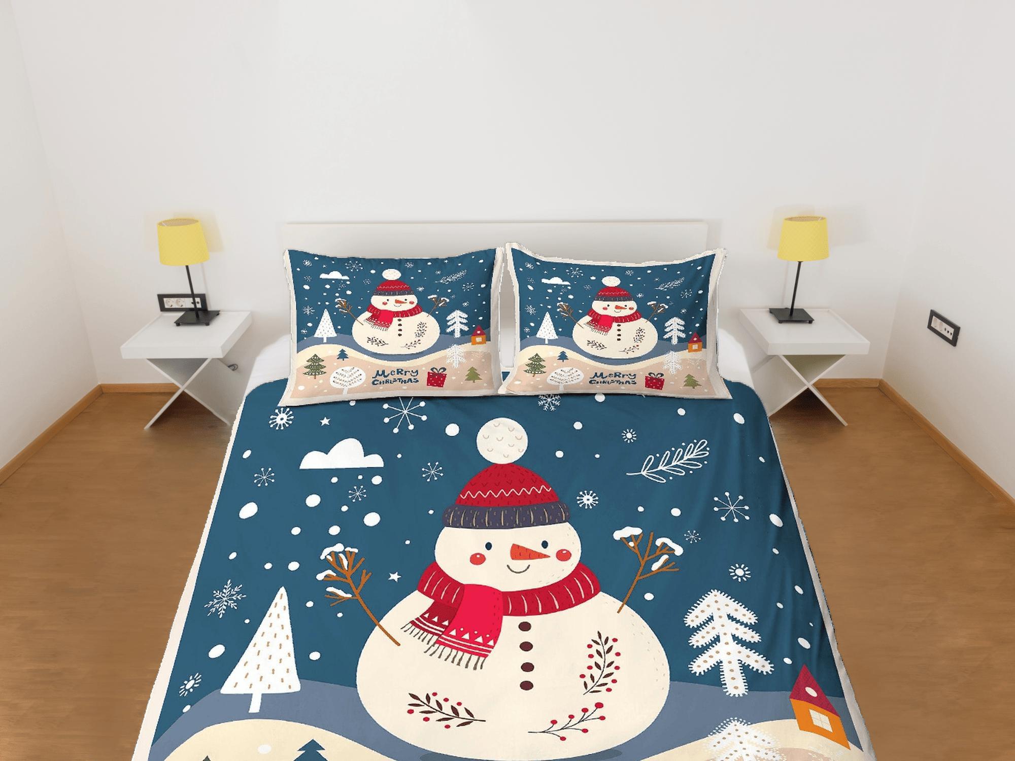 daintyduvet Christmas Duvet Cover Set with Pillows Snow Man Winter Dorm Bedding Comforter Cover Christmas Gift