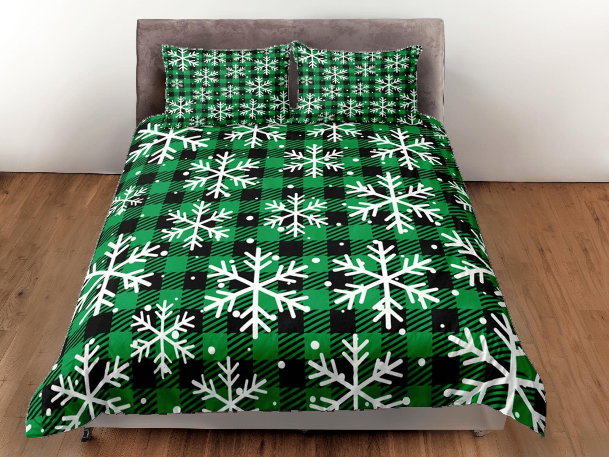 daintyduvet Christmas Gift Green Duvet Cover Pillowcase Bedspread Holiday Gift Bedding Set