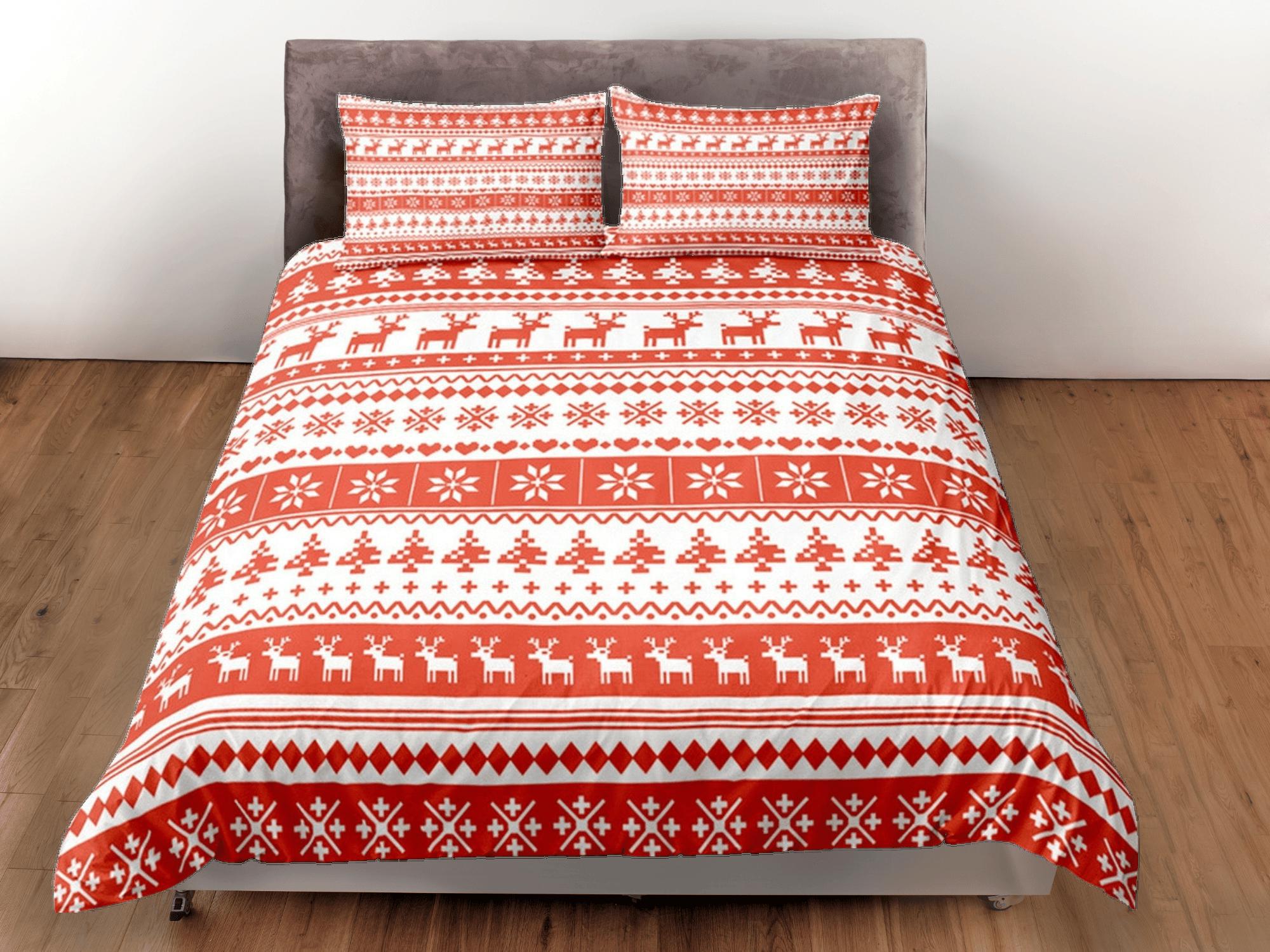 daintyduvet Christmas Gift Red Duvet Cover Pillowcase Bedspread Holiday Gift Bedding Set