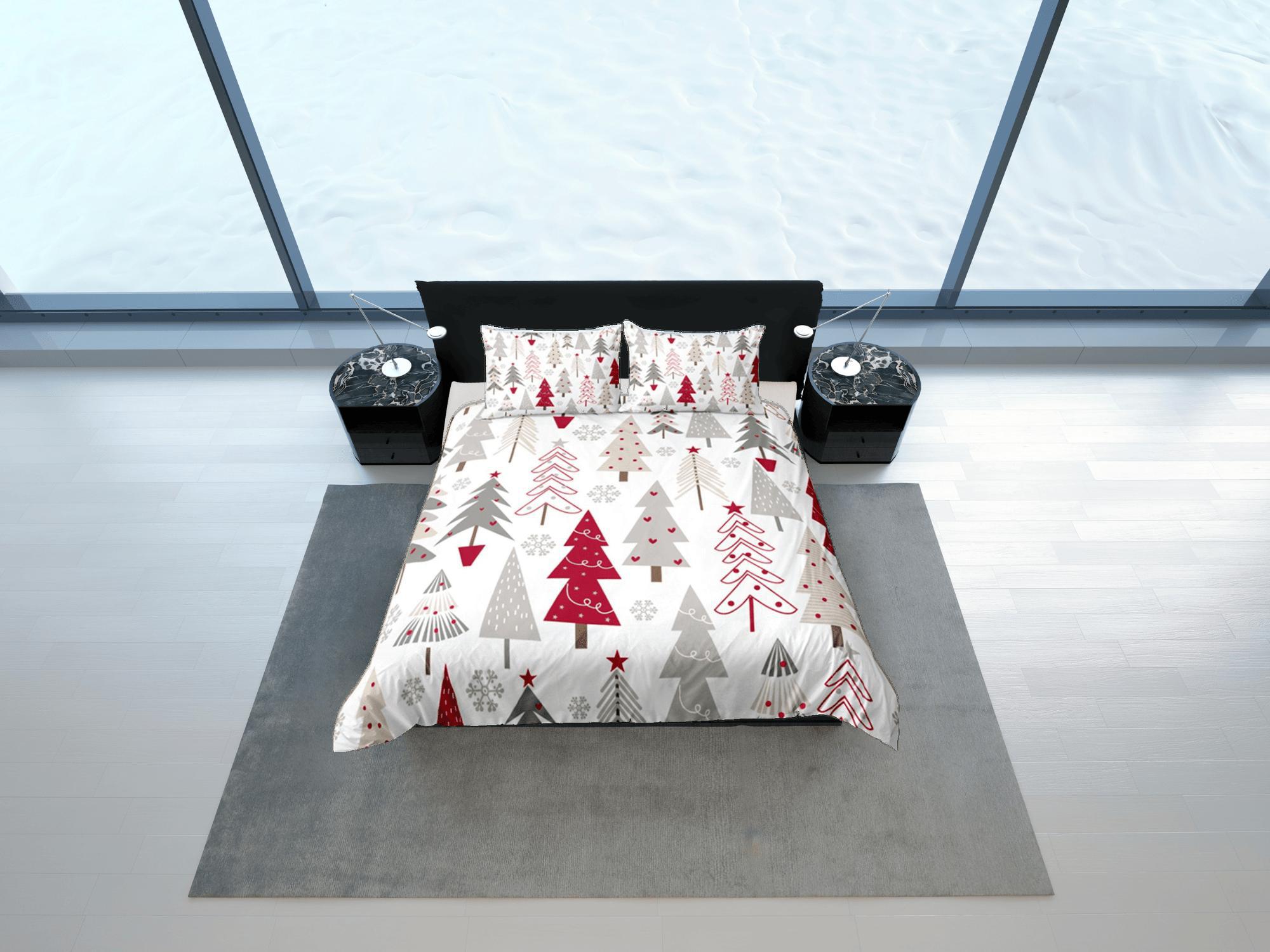 daintyduvet Christmas Tree Duvet Cover Set, Red Bedspread Holiday Gift Bedding Set