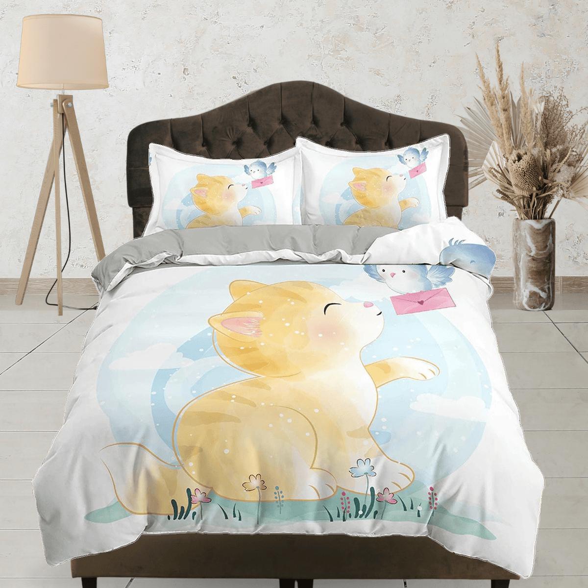 daintyduvet Chubby Cute Cat Bedding, Duvet Cover Set & Pillowcase, Zipper Bedding, Dorm Bedding, Teens Adult Duvet King Queen Full Twin Single