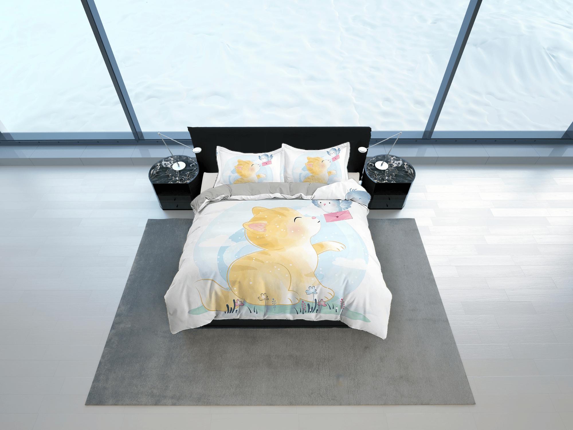 daintyduvet Chubby Cute Cat Bedding, Duvet Cover Set & Pillowcase, Zipper Bedding, Dorm Bedding, Teens Adult Duvet King Queen Full Twin Single