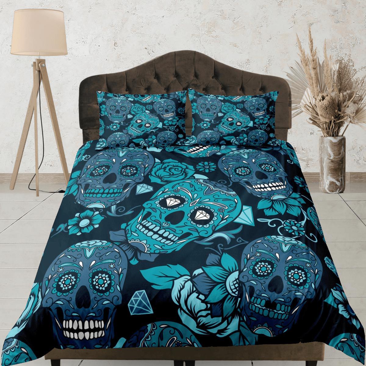 daintyduvet Cinco de Mayo Skull Duvet Cover Set Colorful Bedspread Dorm Bedding Pillowcase Bedding Mexican Design