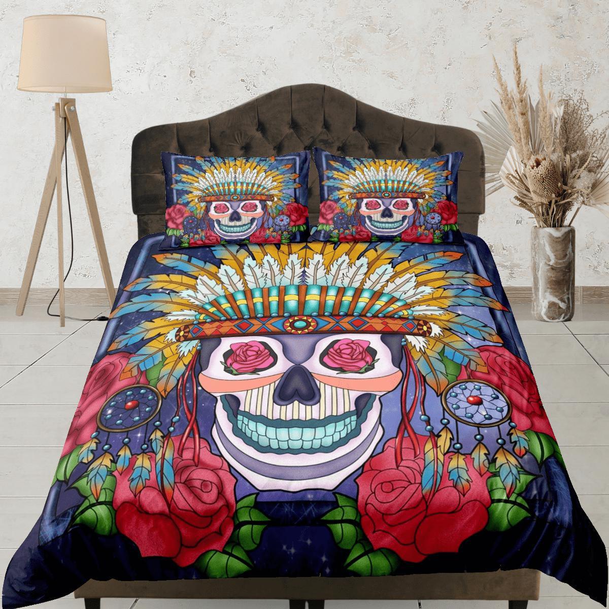 daintyduvet Cinco de Mayo Skull Duvet Cover Set Colorful Bedspread Dorm Bedding Pillowcase Bedding Mexican Design