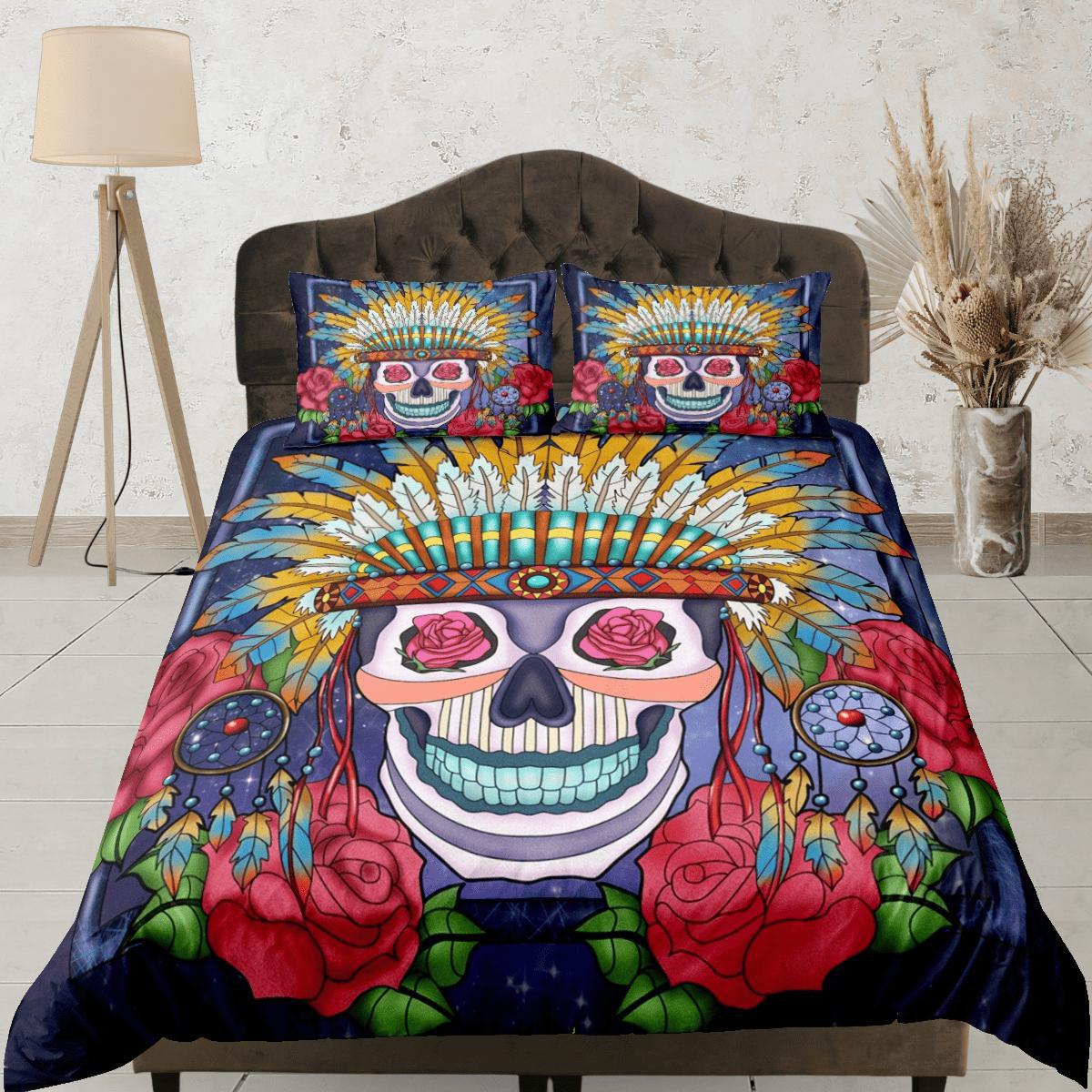 daintyduvet Cinco de Mayo Skull Duvet Cover Set Colorful Bedspread Dorm Bedding Pillowcase Bedding Mexican Design