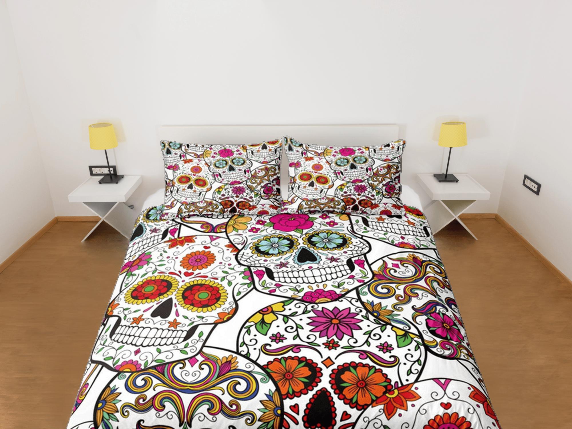 daintyduvet Cinco de Mayo Skull Duvet Cover Set Colorful Bedspread Dorm Bedding Pillowcase Bedding Mexican Design