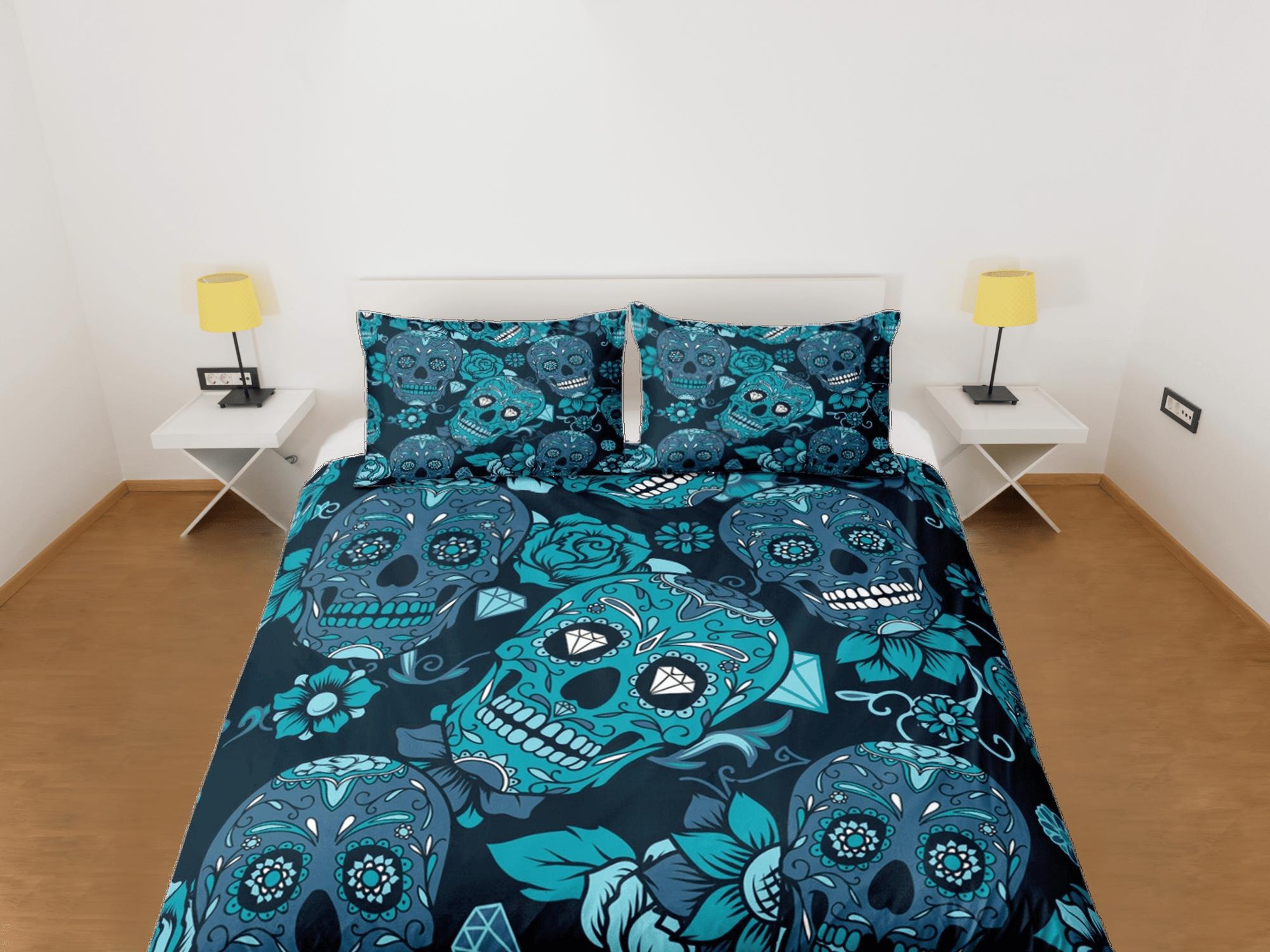 daintyduvet Cinco de Mayo Skull Duvet Cover Set Colorful Bedspread Dorm Bedding Pillowcase Bedding Mexican Design