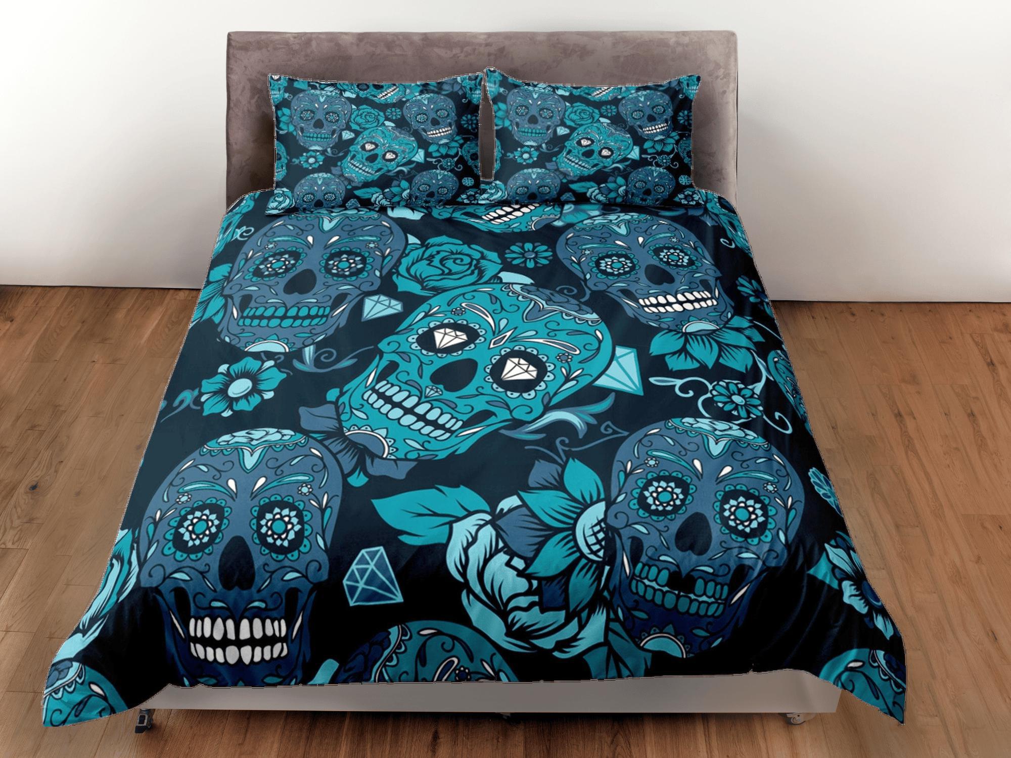 daintyduvet Cinco de Mayo Skull Duvet Cover Set Colorful Bedspread Dorm Bedding Pillowcase Bedding Mexican Design