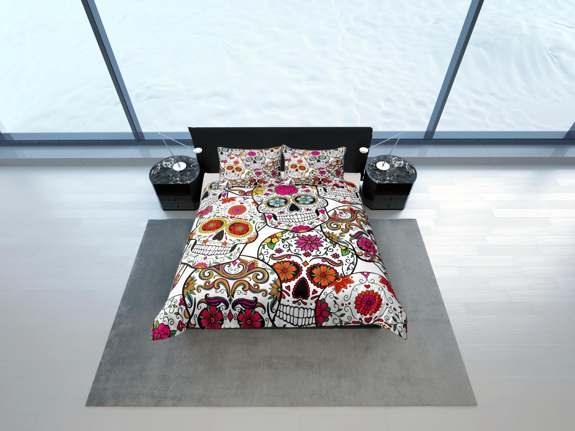 daintyduvet Cinco de Mayo Skull Duvet Cover Set Colorful Bedspread Dorm Bedding Pillowcase Bedding Mexican Design