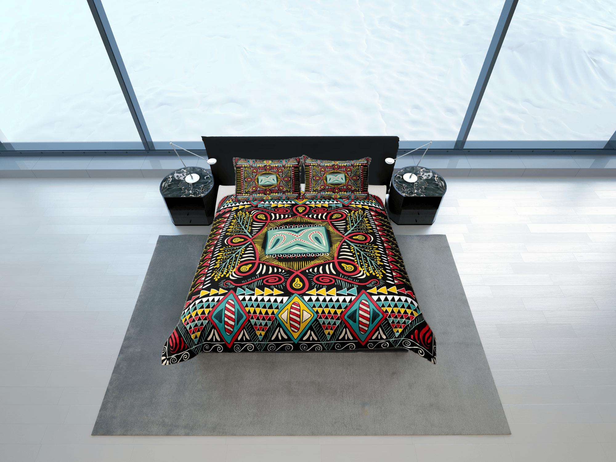 daintyduvet Colorful abstract african pattern bedding set duvet cover, boho bedding ethnic tribal print afrocentric designer bedding, south african gift
