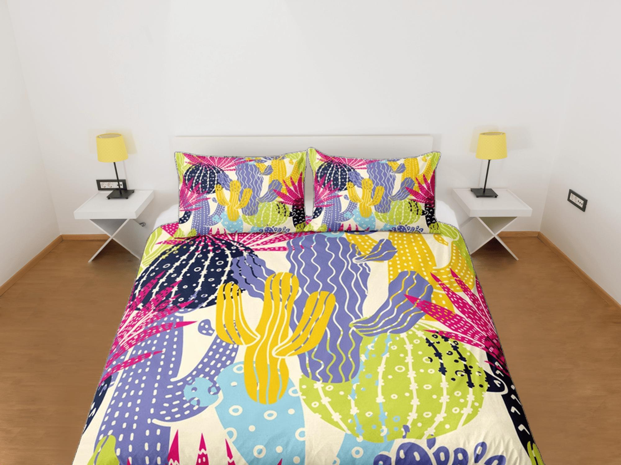 daintyduvet Colorful Cactus Plant Duvet Cover Set, Bedspread Kids Bedding Set Single Bedding