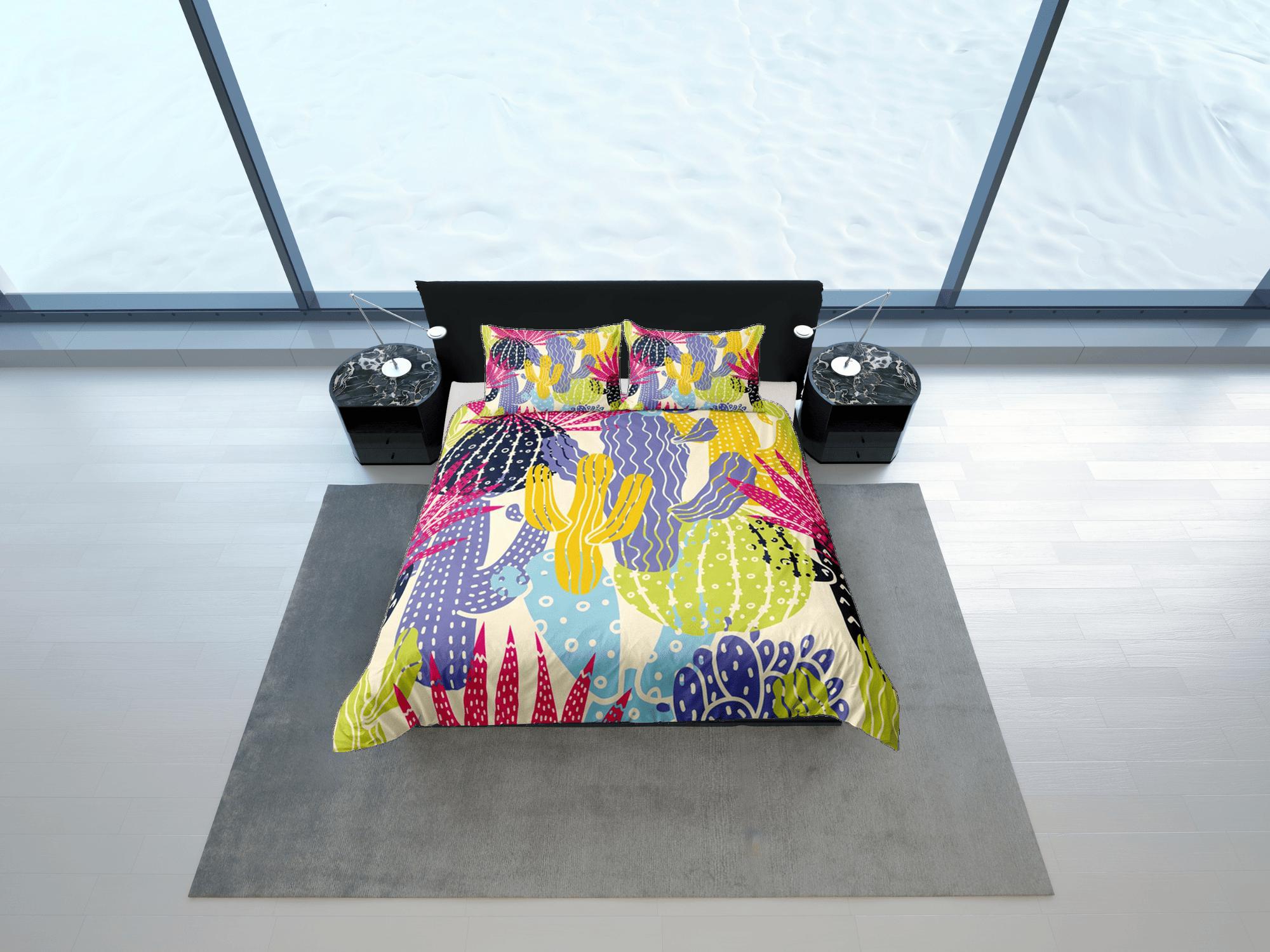 daintyduvet Colorful Cactus Plant Duvet Cover Set, Bedspread Kids Bedding Set Single Bedding