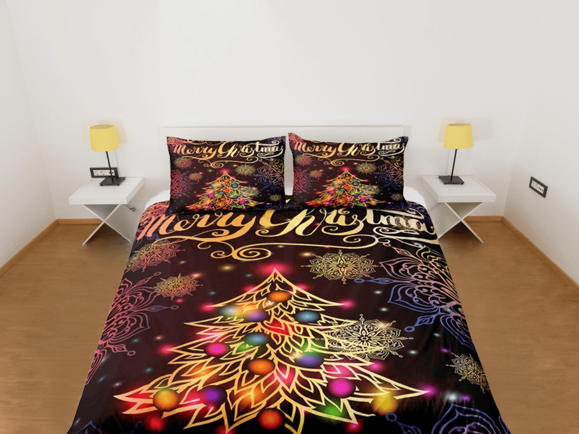 daintyduvet Colorful Christmas bedding & pillowcase holiday gift duvet cover king queen full twin toddler bedding baby Christmas farmhouse decor