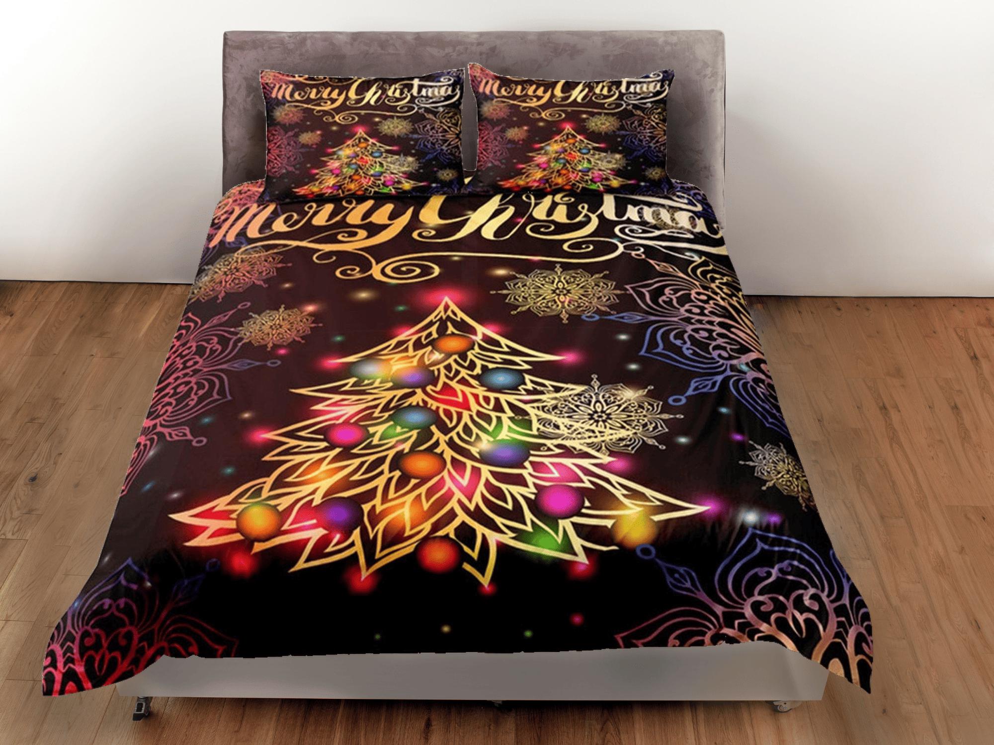 daintyduvet Colorful Christmas bedding & pillowcase holiday gift duvet cover king queen full twin toddler bedding baby Christmas farmhouse decor