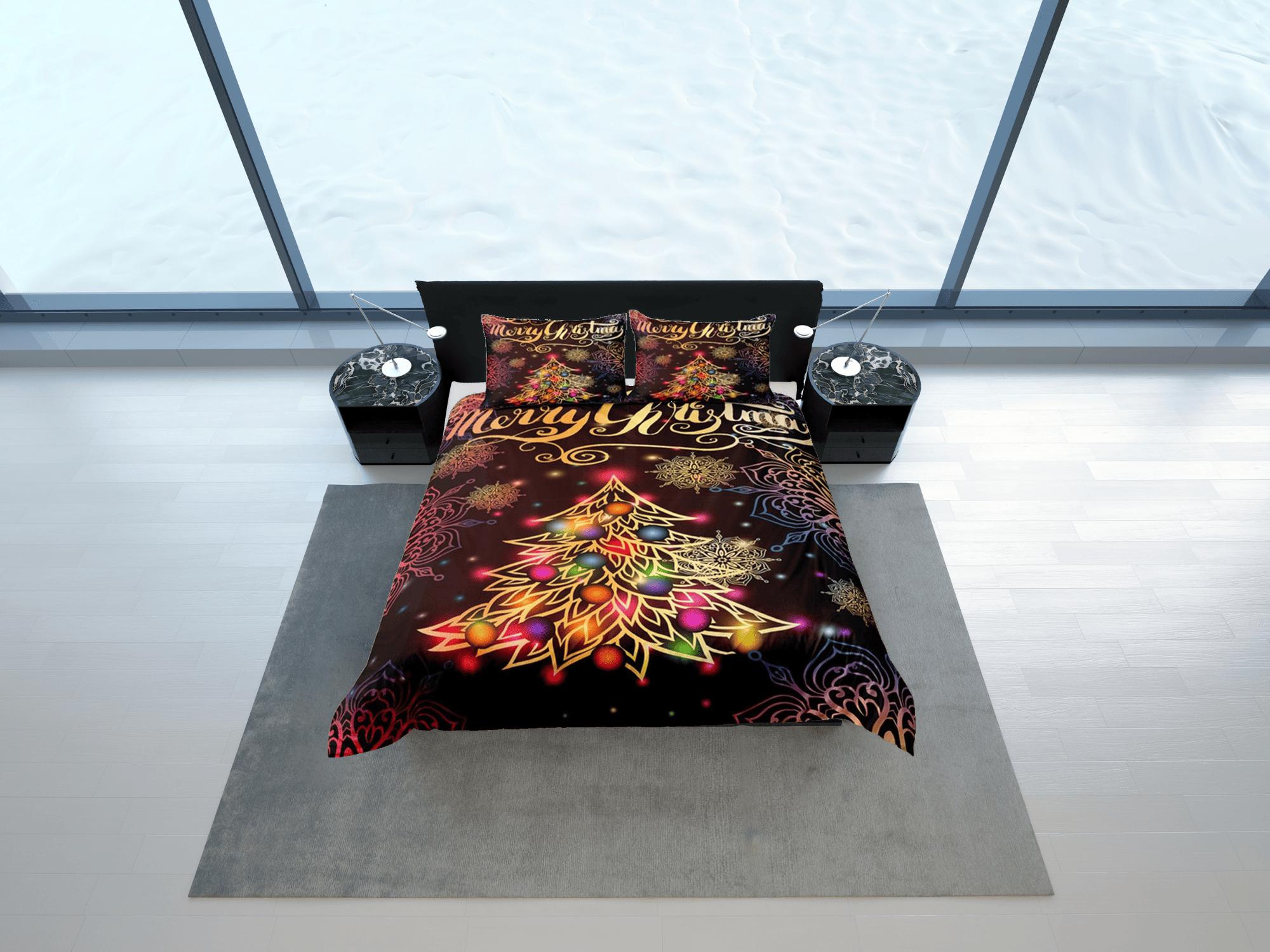 daintyduvet Colorful Christmas bedding & pillowcase holiday gift duvet cover king queen full twin toddler bedding baby Christmas farmhouse decor