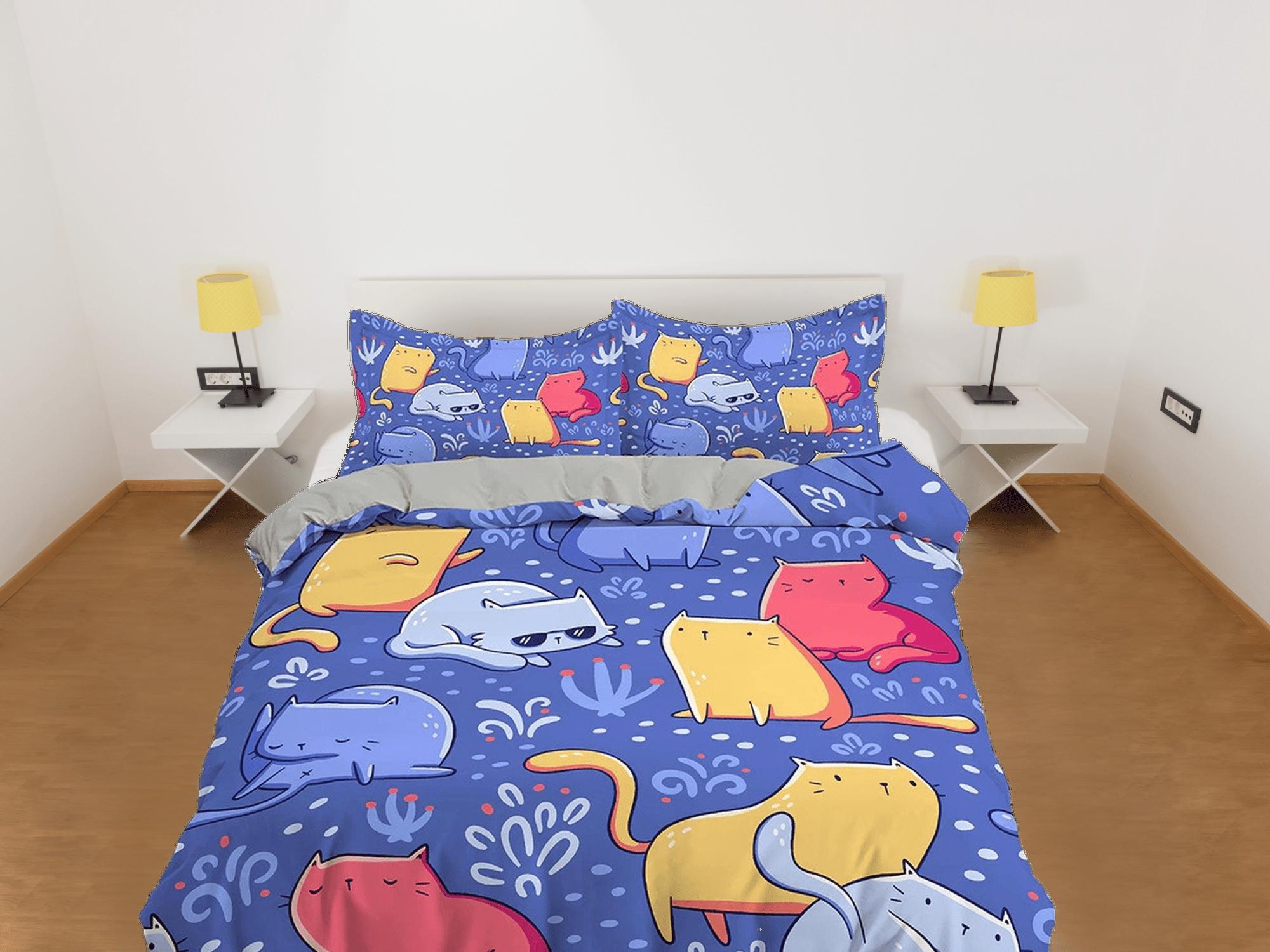 daintyduvet Colorful Chubby Cats Bedding, Duvet Cover Set & Pillowcase, Zipper Bedding, Dorm Bedding, Teens Adult Duvet King Queen Full Twin Single