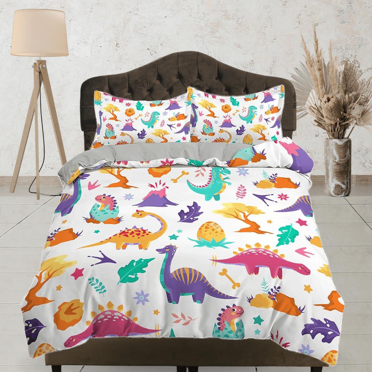 daintyduvet Colorful Cute Dinosaurs Bedding, Duvet Cover Set & Pillowcase, Zipper Bedding, Dorm Bedding, Teens Adult Duvet King Queen Full Twin Single