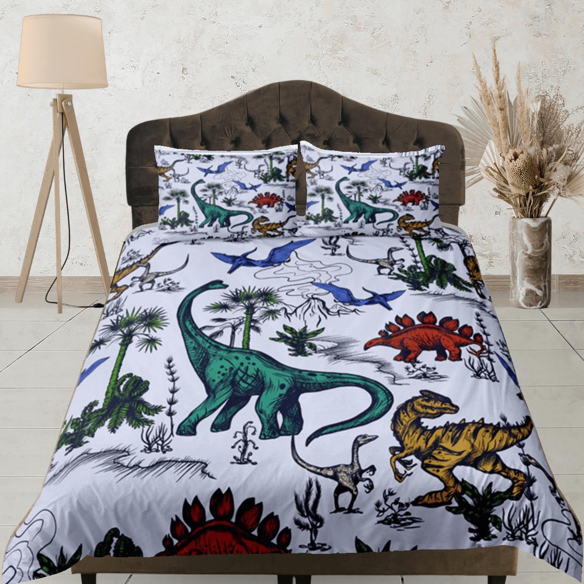 daintyduvet Colorful Dinosaurs Duvet Cover Set Cute Bedspread, Dorm Bedding with Pillowcase