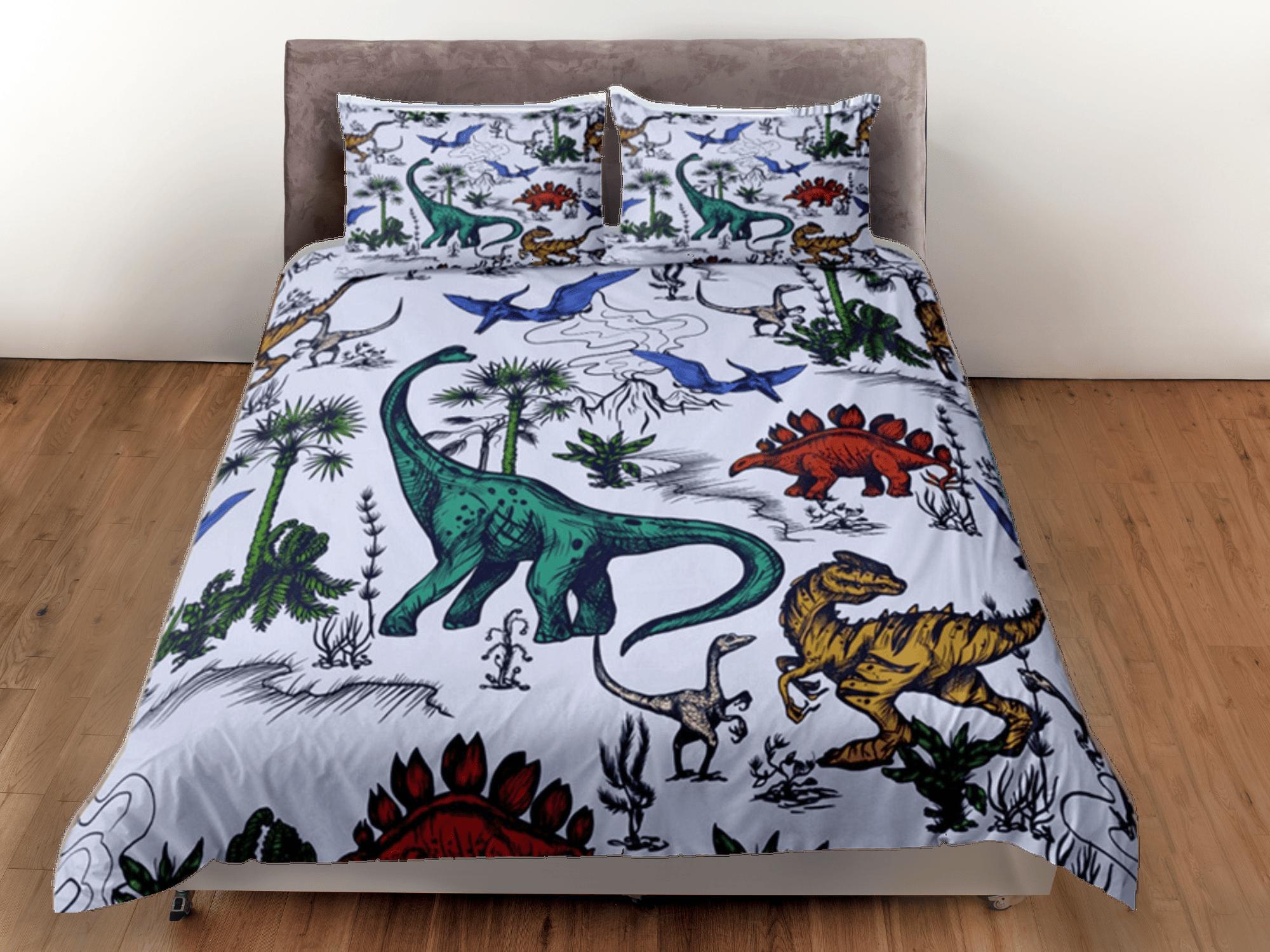 daintyduvet Colorful Dinosaurs Duvet Cover Set Cute Bedspread, Dorm Bedding with Pillowcase