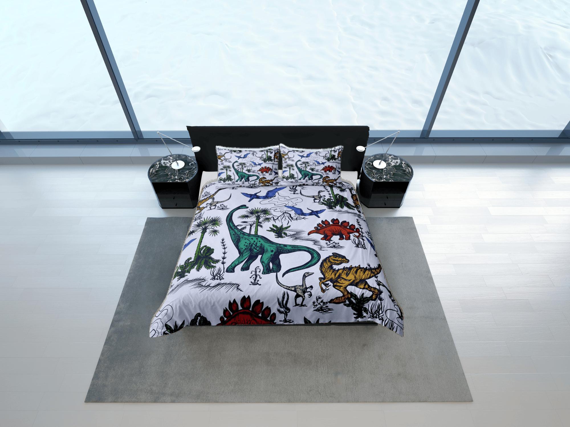 daintyduvet Colorful Dinosaurs Duvet Cover Set Cute Bedspread, Dorm Bedding with Pillowcase