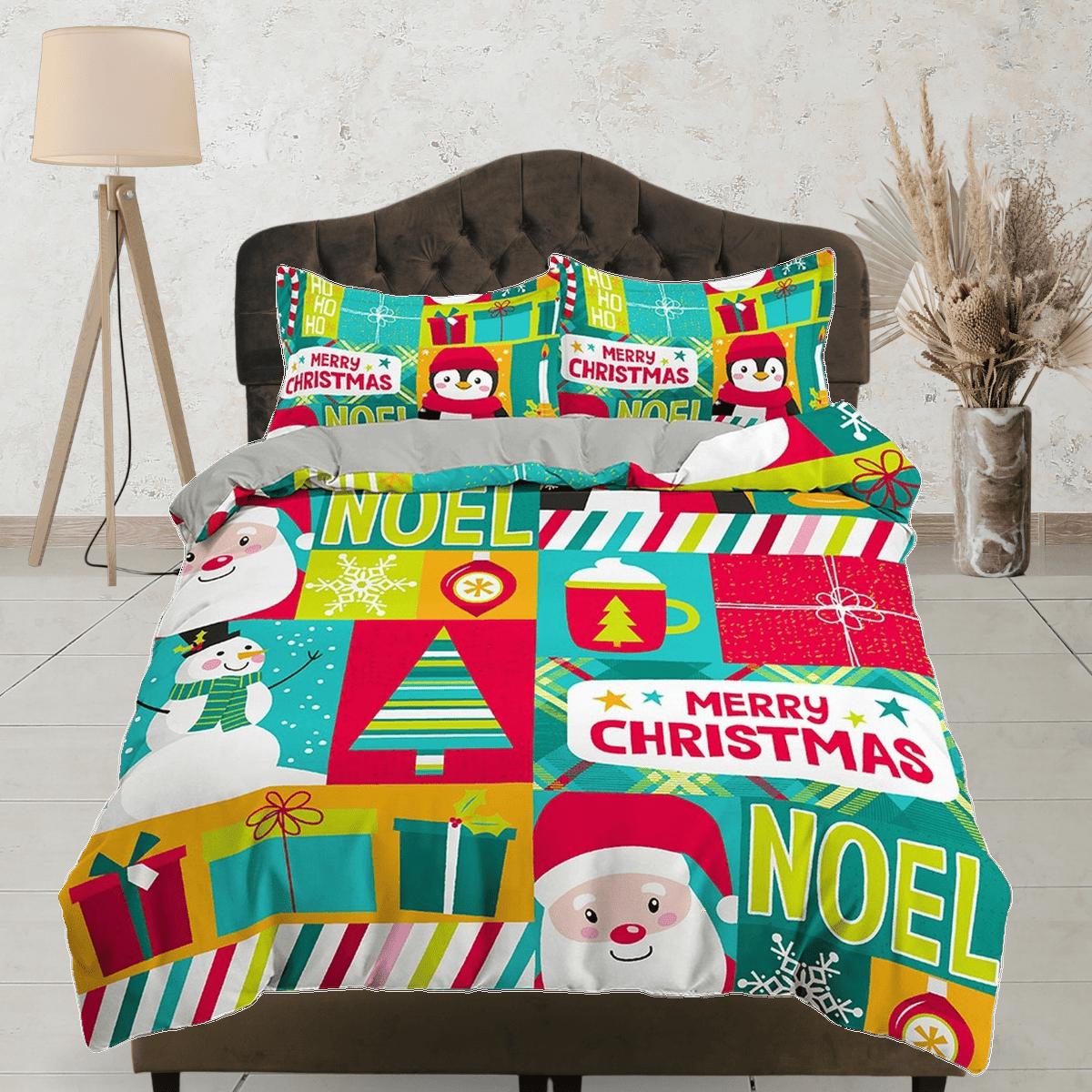 daintyduvet Colorful santa claus snowman duvet cover set christmas full size bedding & pillowcase, college bedding, crib toddler bedding, holiday gift