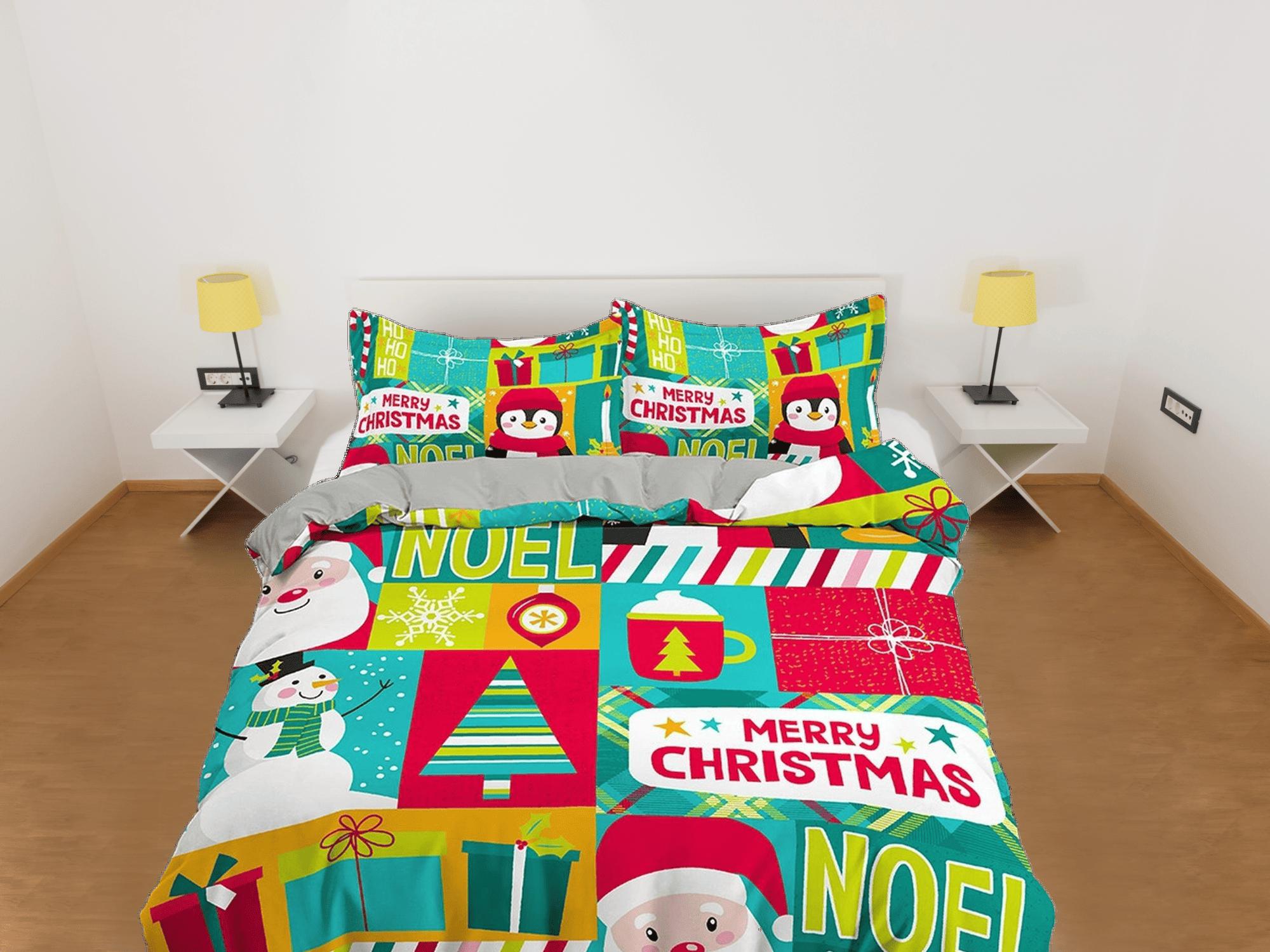 daintyduvet Colorful santa claus snowman duvet cover set christmas full size bedding & pillowcase, college bedding, crib toddler bedding, holiday gift