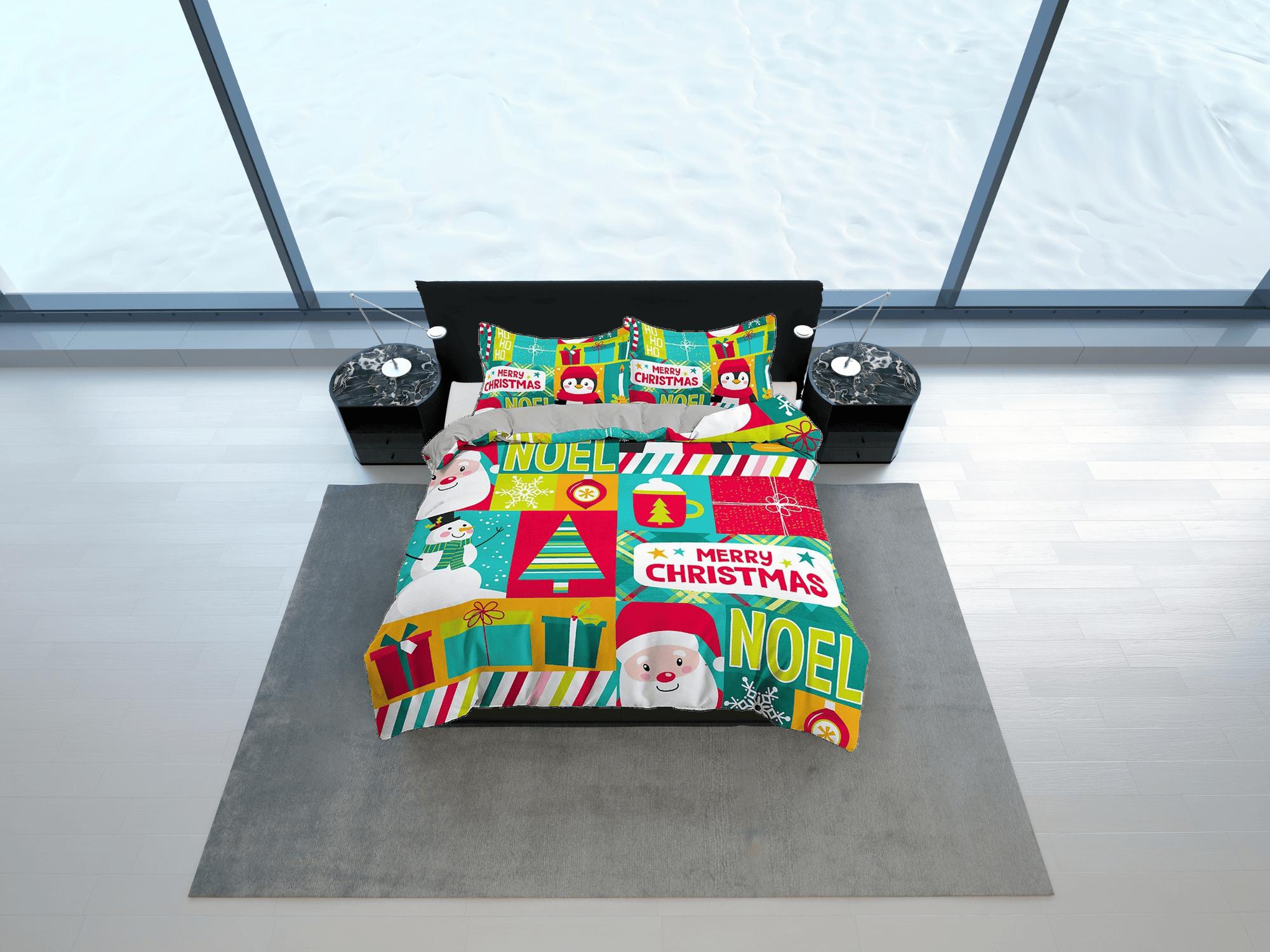 daintyduvet Colorful santa claus snowman duvet cover set christmas full size bedding & pillowcase, college bedding, crib toddler bedding, holiday gift