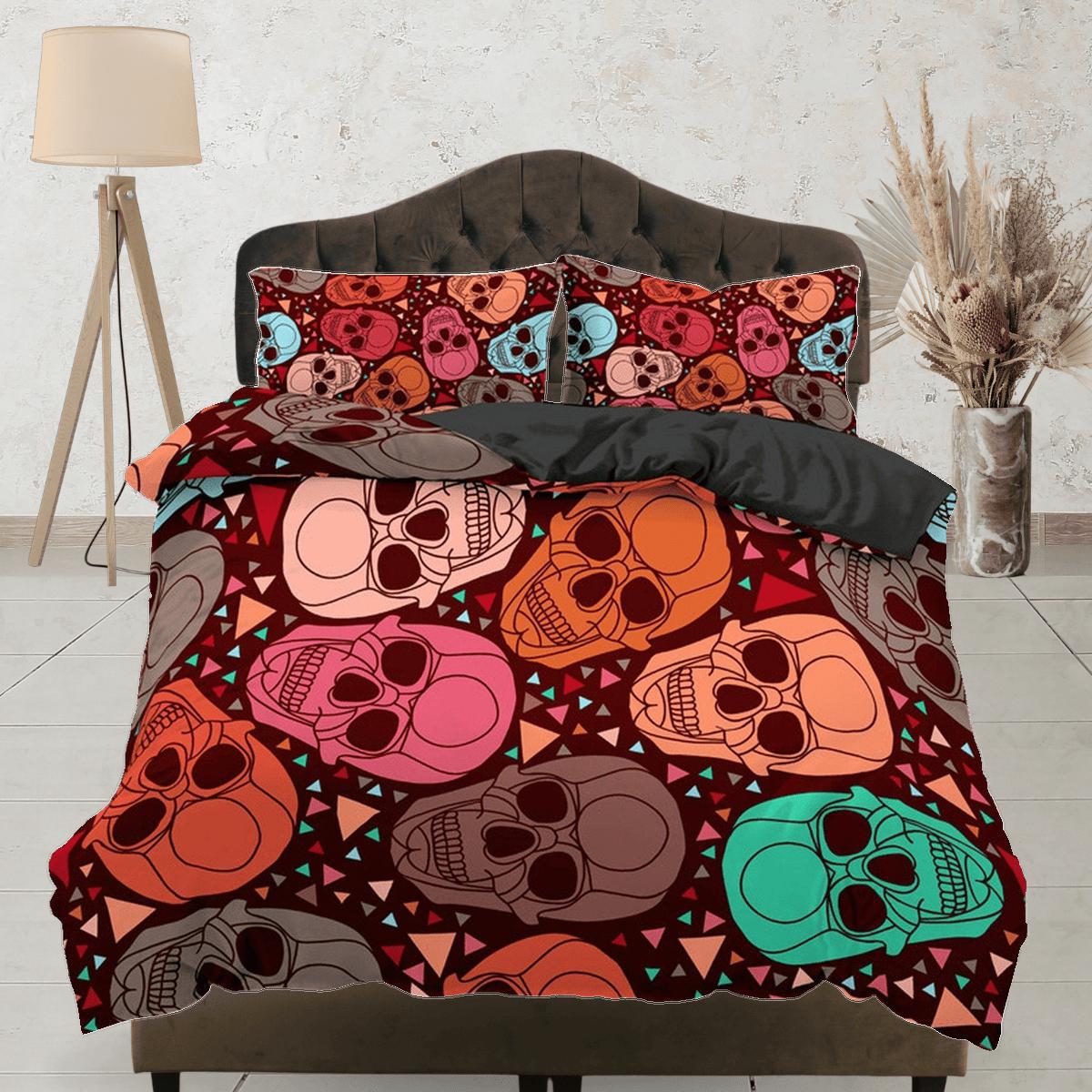 daintyduvet Colorful Skulls Duvet Cover Set Bedspread, Dorm Bedding with Pillowcase
