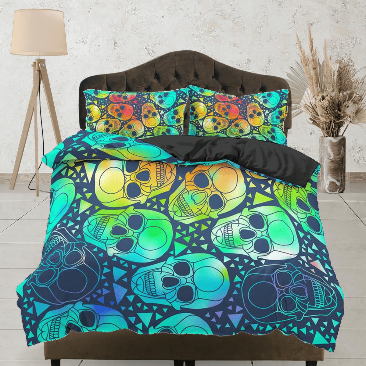 daintyduvet Colorful Skulls Duvet Cover Set Bedspread, Dorm Bedding with Pillowcase