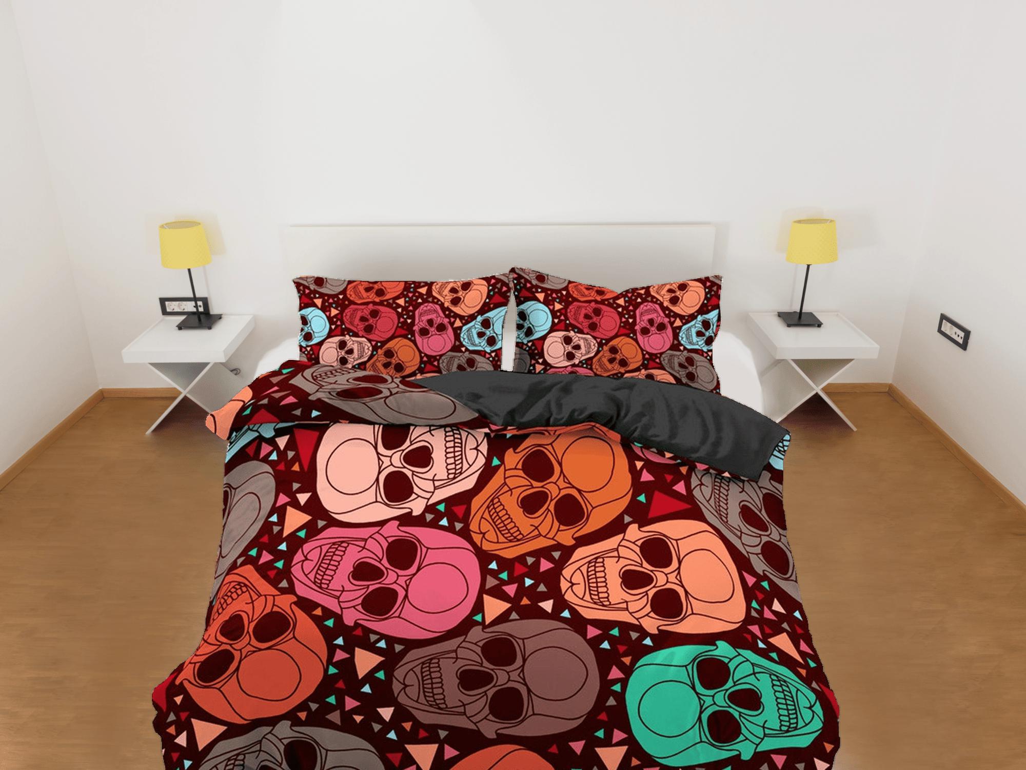 daintyduvet Colorful Skulls Duvet Cover Set Bedspread, Dorm Bedding with Pillowcase