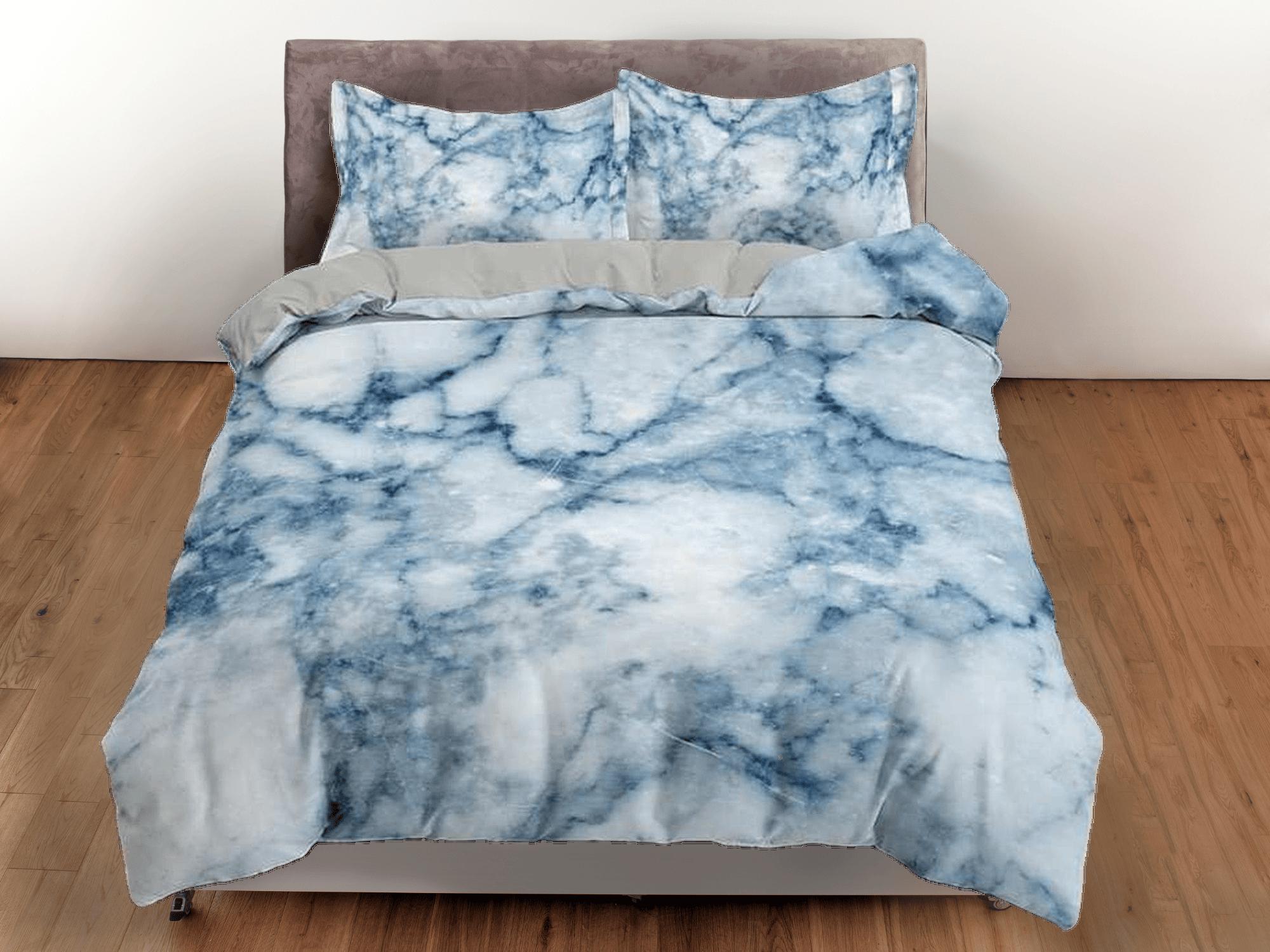 daintyduvet Contemporary bedroom set sky blue aesthetic duvet cover, marble abstract art room decor boho chic bedding set full king queen