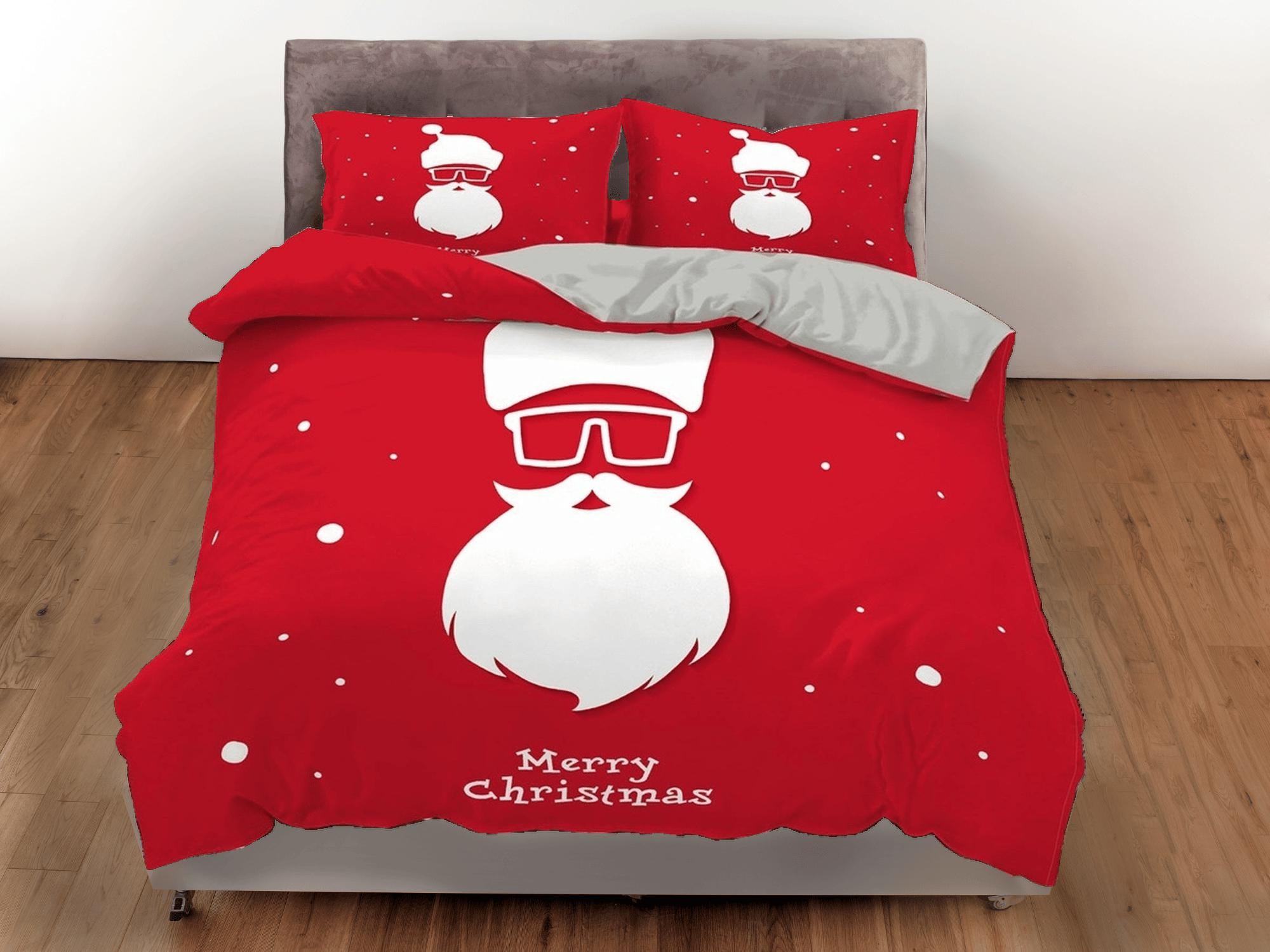 daintyduvet Cool Santa Claus specs Christmas bedding, pillowcase holiday gift duvet cover king queen twin toddler bedding baby Christmas farmhouse decor