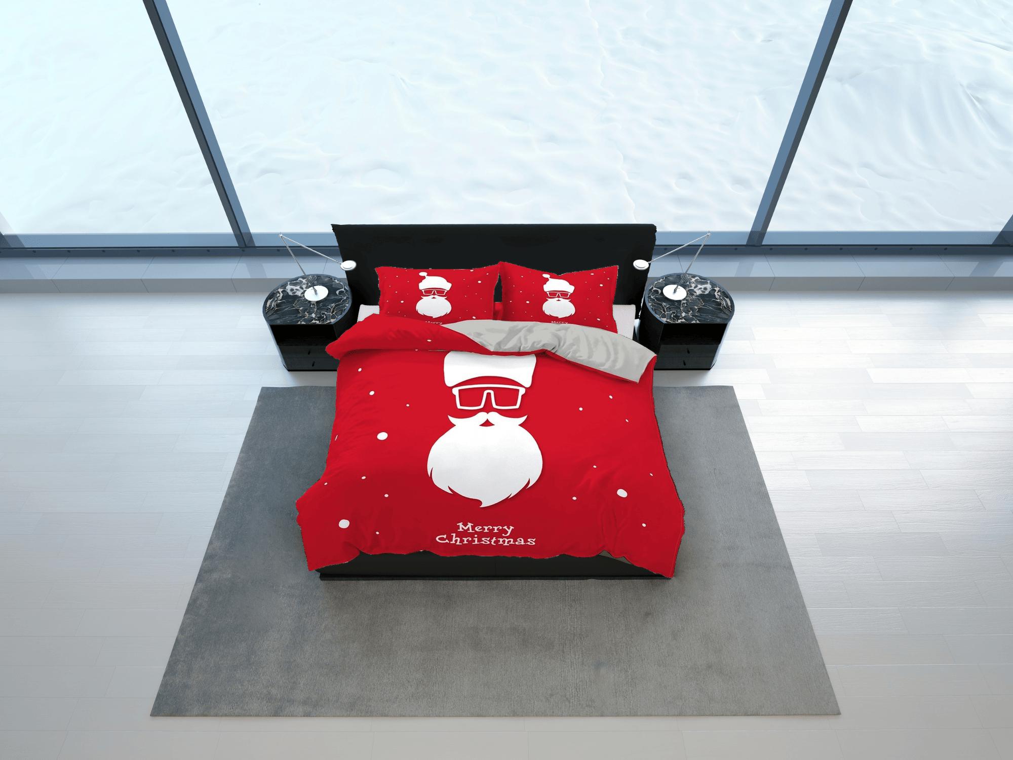 daintyduvet Cool Santa Claus specs Christmas bedding, pillowcase holiday gift duvet cover king queen twin toddler bedding baby Christmas farmhouse decor