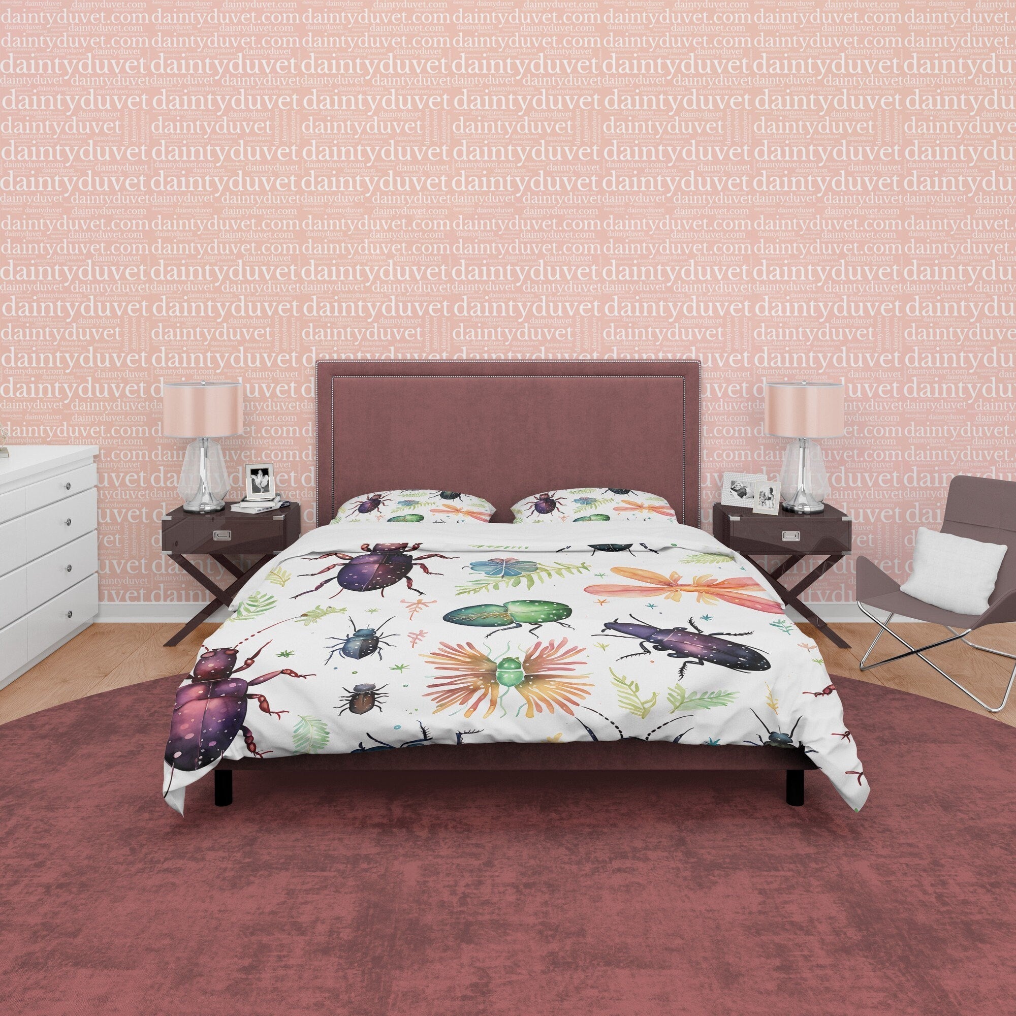 Creepy Insect Halloween Duvet Cover Set & Pillowcase, White Unique Aesthetic Zipper Bedding, Scary Child's Room Decor, Bug Blanket Cover