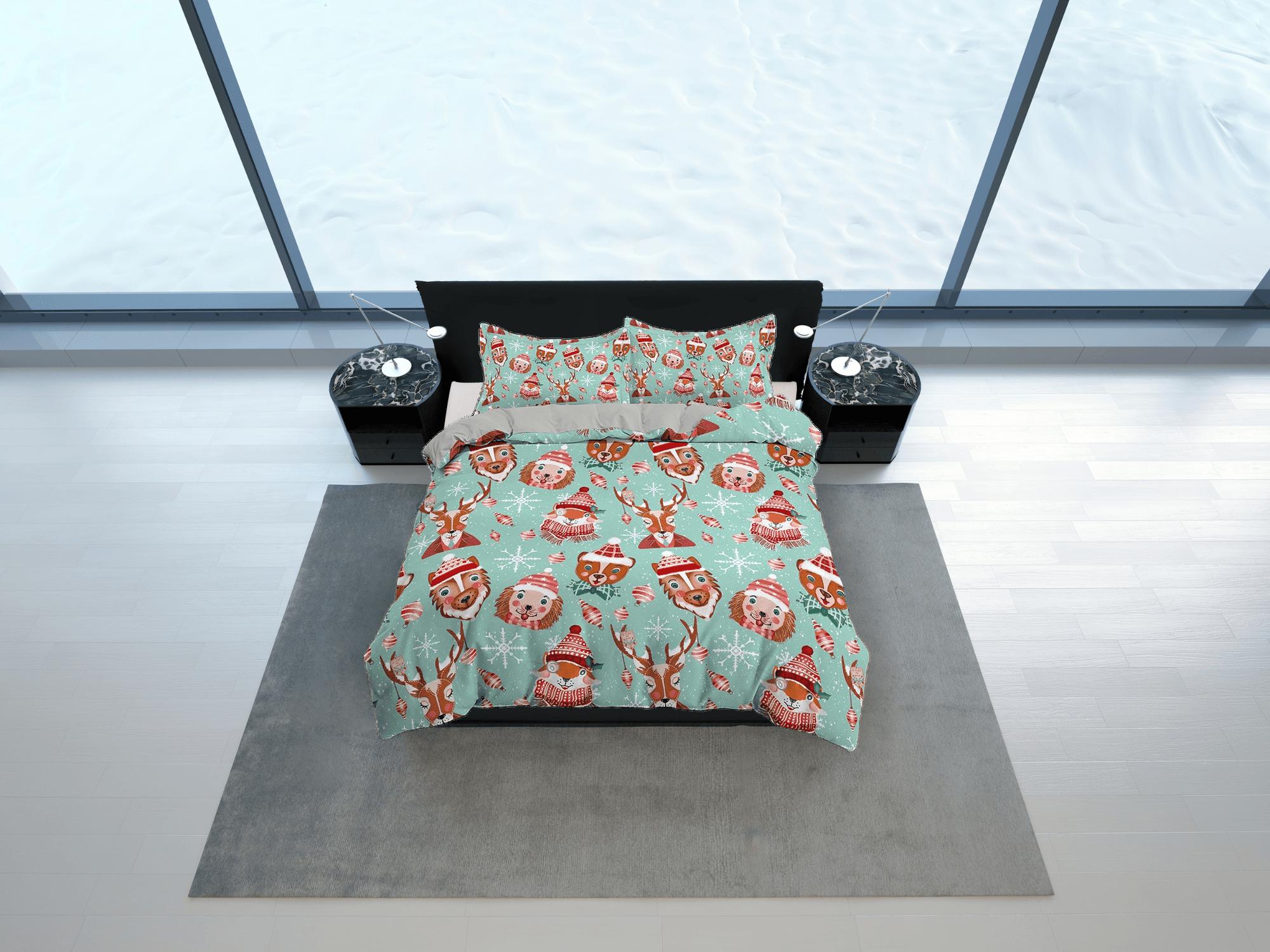 daintyduvet Cute animals 1950s christmas duvet cover set, christmas full size bedding & pillowcase, college bedding, crib toddler bedding, holiday gift