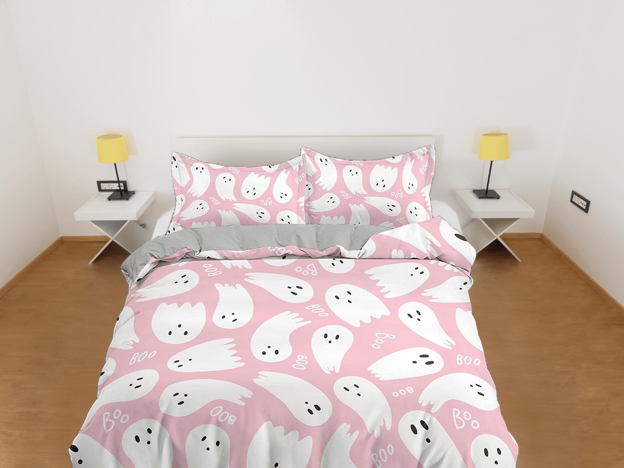 daintyduvet Cute baby ghost pink halloween full size bedding & pillowcase, duvet cover set dorm bedding, halloween decor gift, nursery toddler bedding