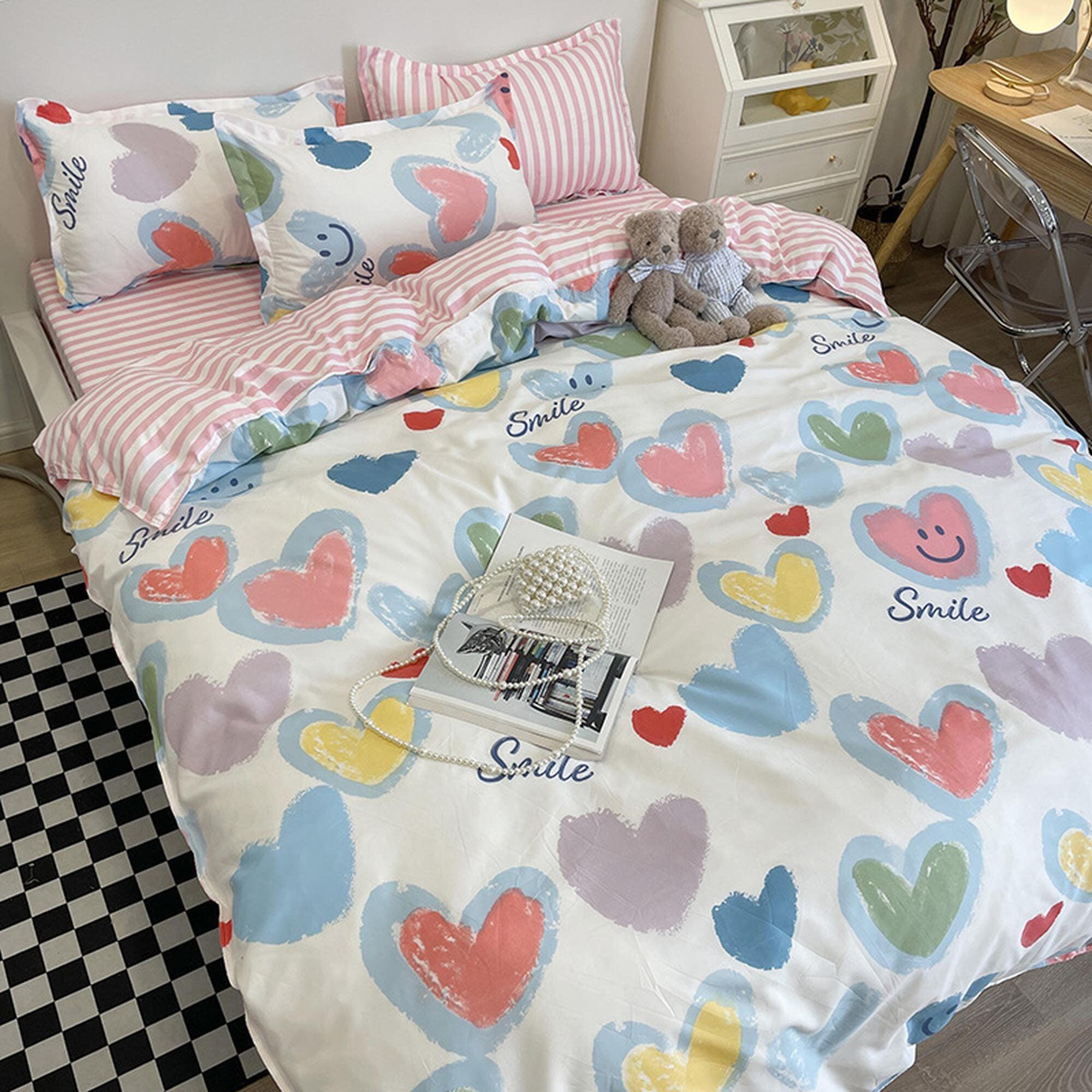 3/4pcs Kawaii Bedding Sets Cute Peach Bed Sheet Set With Pillow Cover For  Girl Bedding Set Twin Full Queen King Size Duvet Cover - Bedding Set -  AliExpress