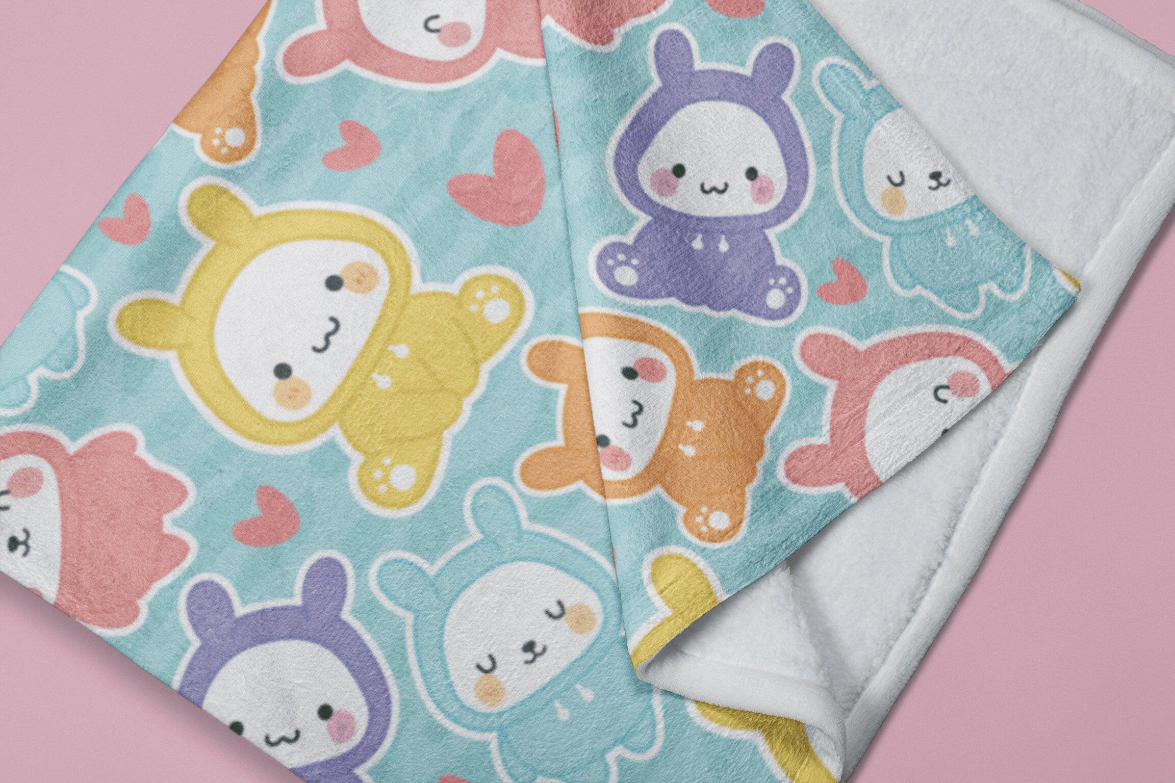 daintyduvet Cute Bunny Aquamarine Blue Soft Fluffy Velvet Flannel Fleece Throw Blanket