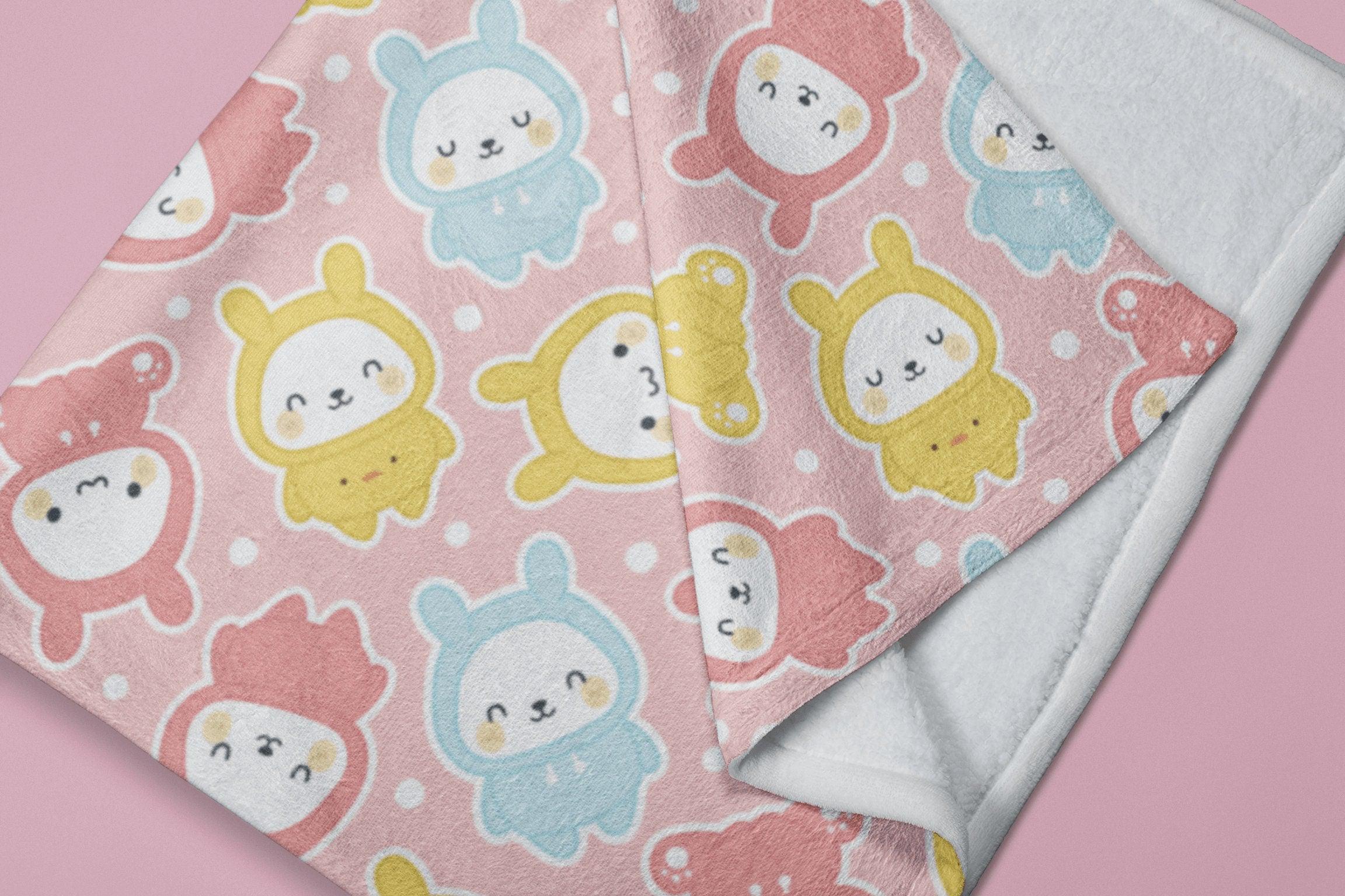 daintyduvet Cute Bunny Pink Soft Fluffy Velvet Flannel Fleece Throw Blanket