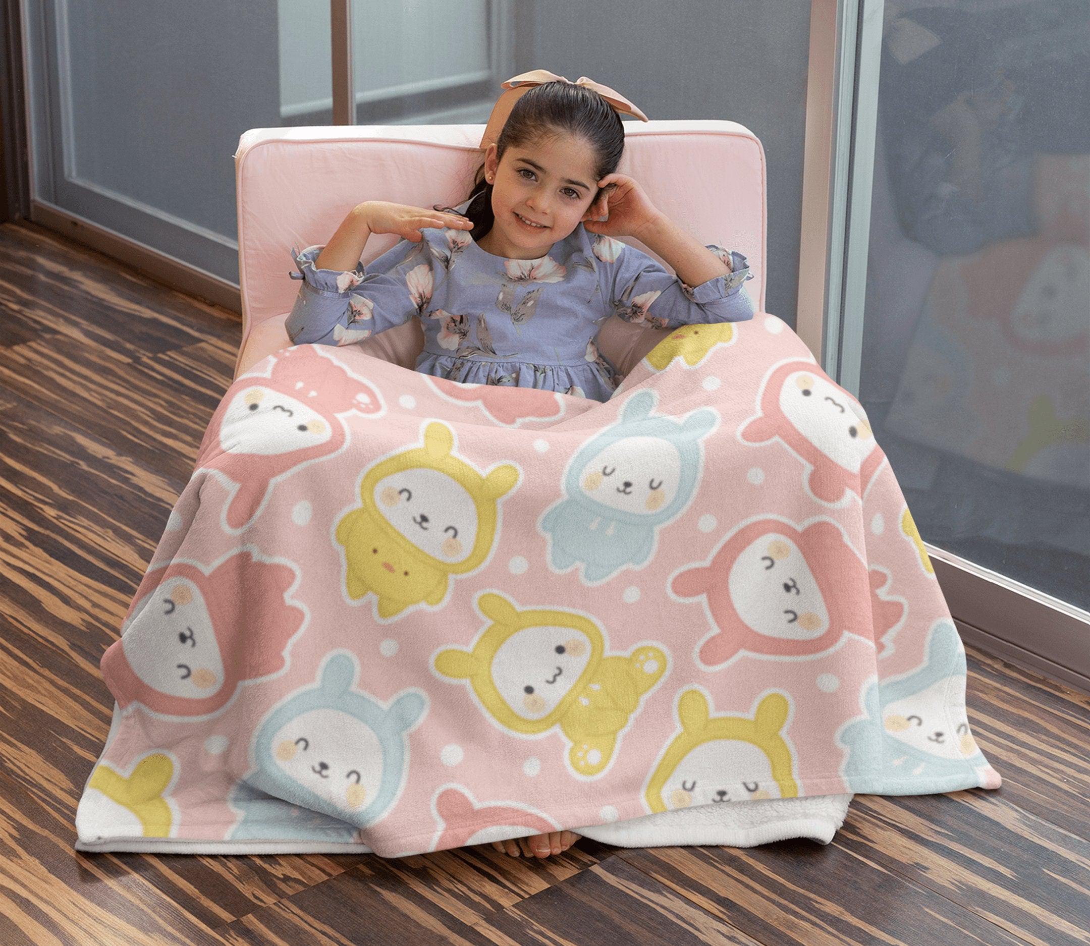 daintyduvet Cute Bunny Pink Soft Fluffy Velvet Flannel Fleece Throw Blanket