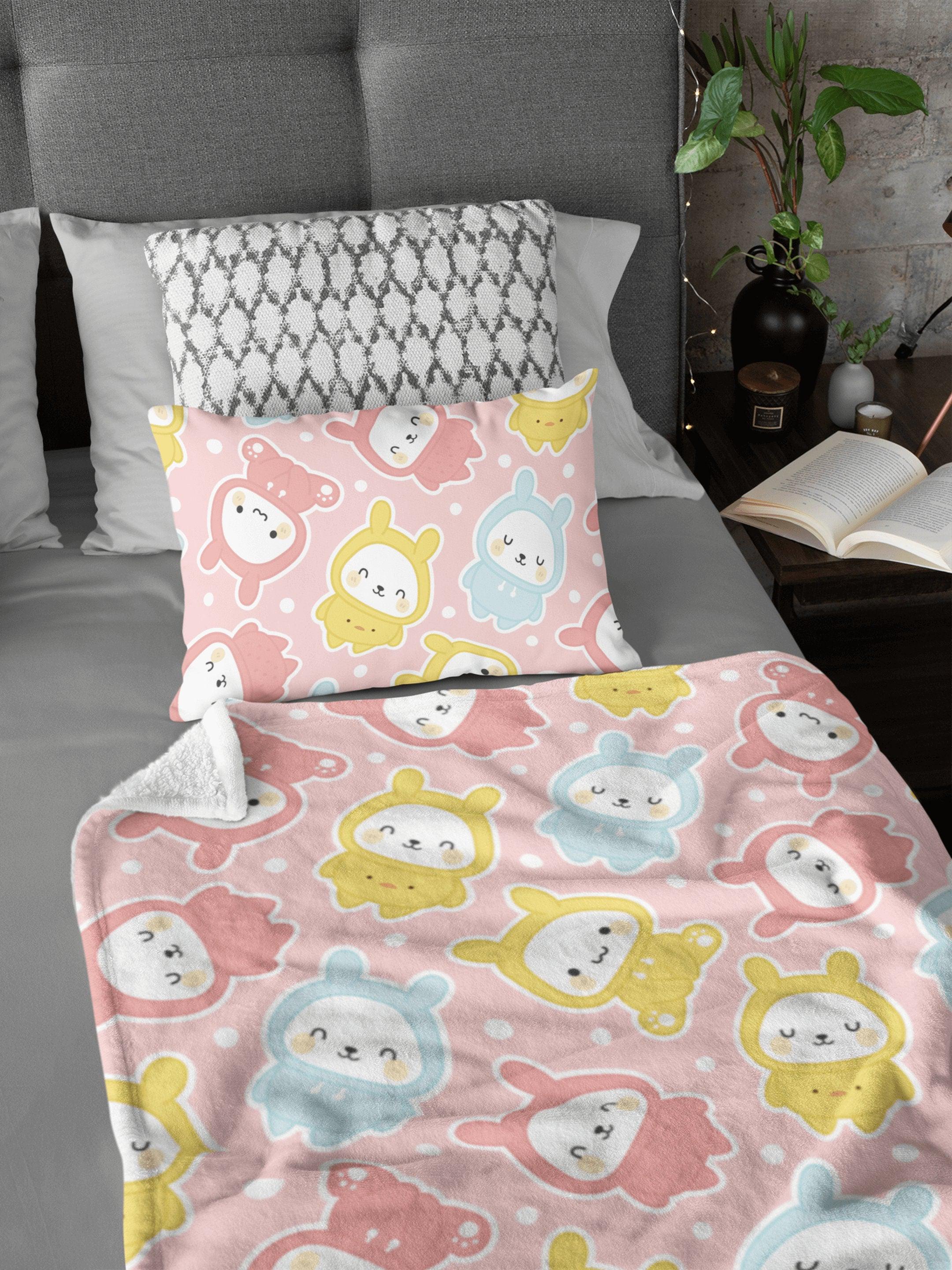 daintyduvet Cute Bunny Pink Soft Fluffy Velvet Flannel Fleece Throw Blanket