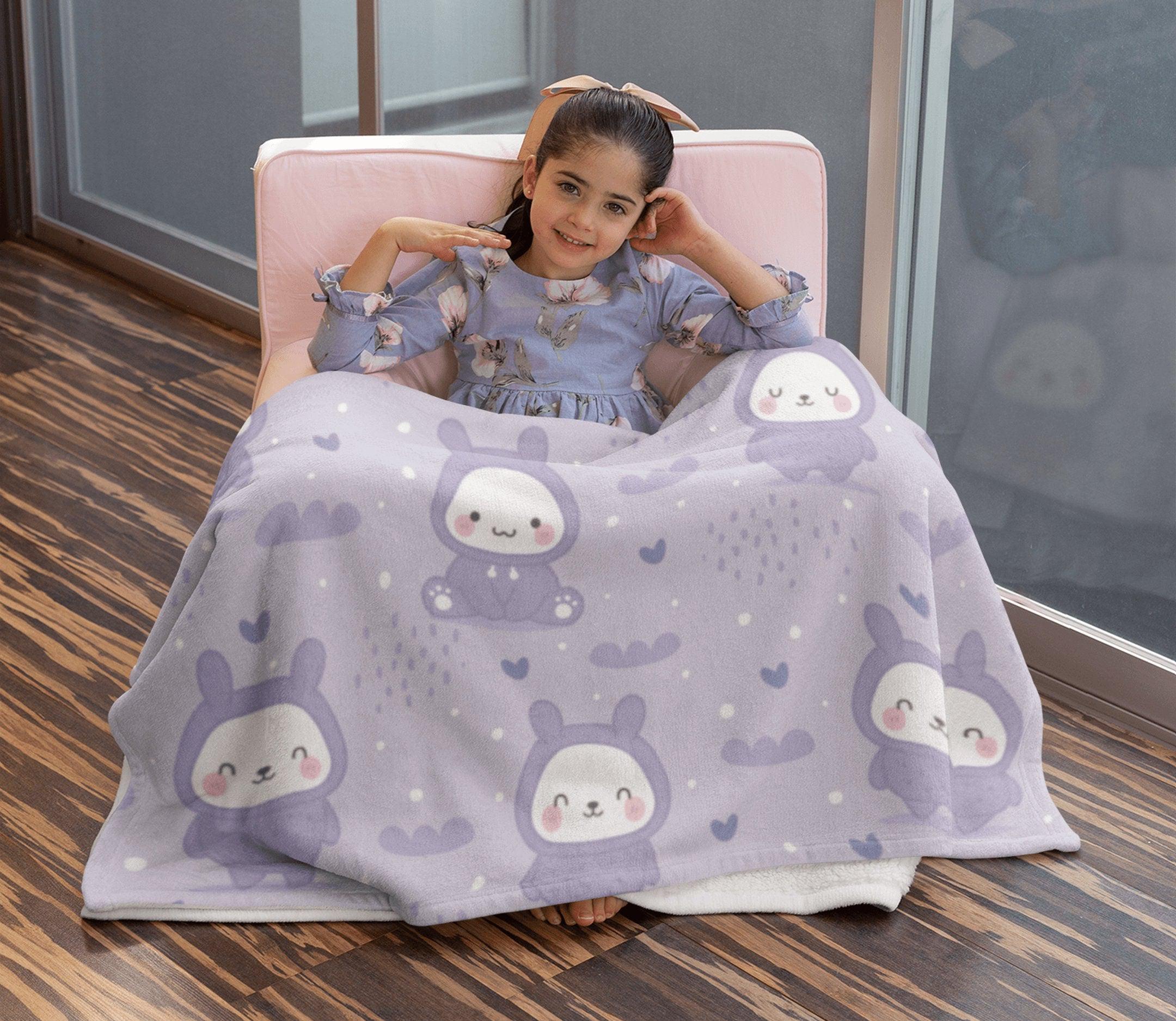 daintyduvet Cute Bunny Purple Soft Fluffy Velvet Flannel Fleece Throw Blanket