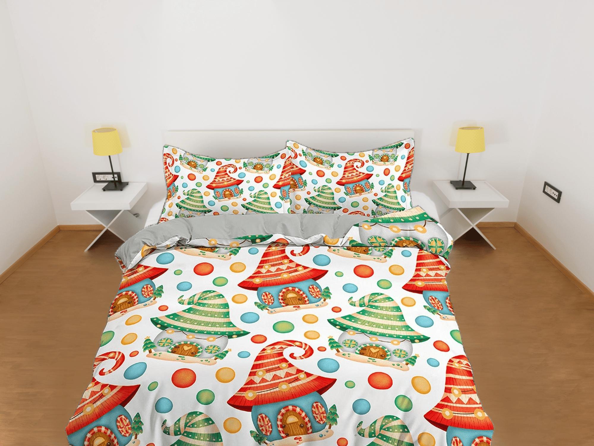 daintyduvet Cute dwarf house colorful duvet cover set, christmas full size bedding & pillowcase, college bedding, crib toddler bedding, holiday gift