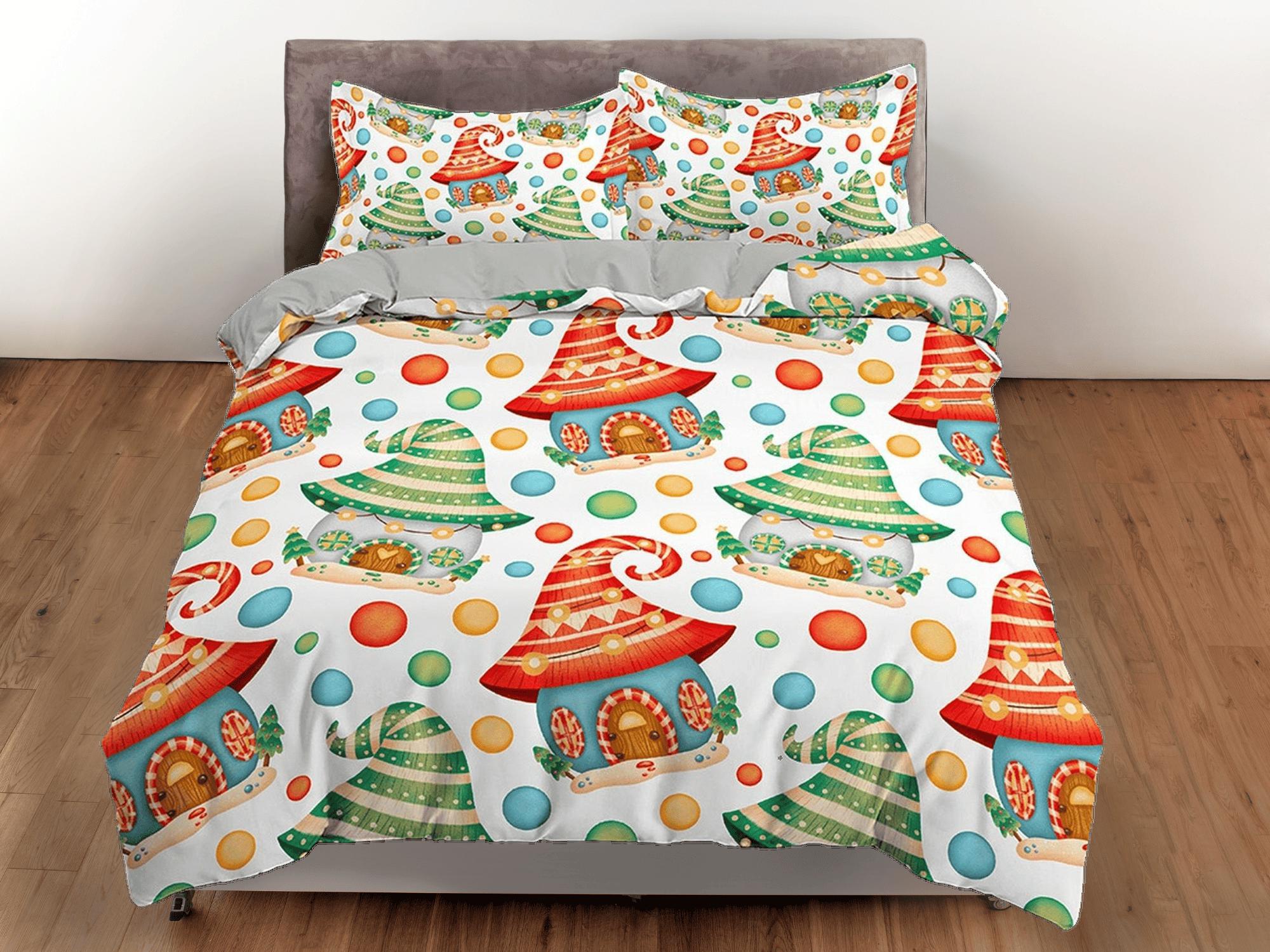 daintyduvet Cute dwarf house colorful duvet cover set, christmas full size bedding & pillowcase, college bedding, crib toddler bedding, holiday gift