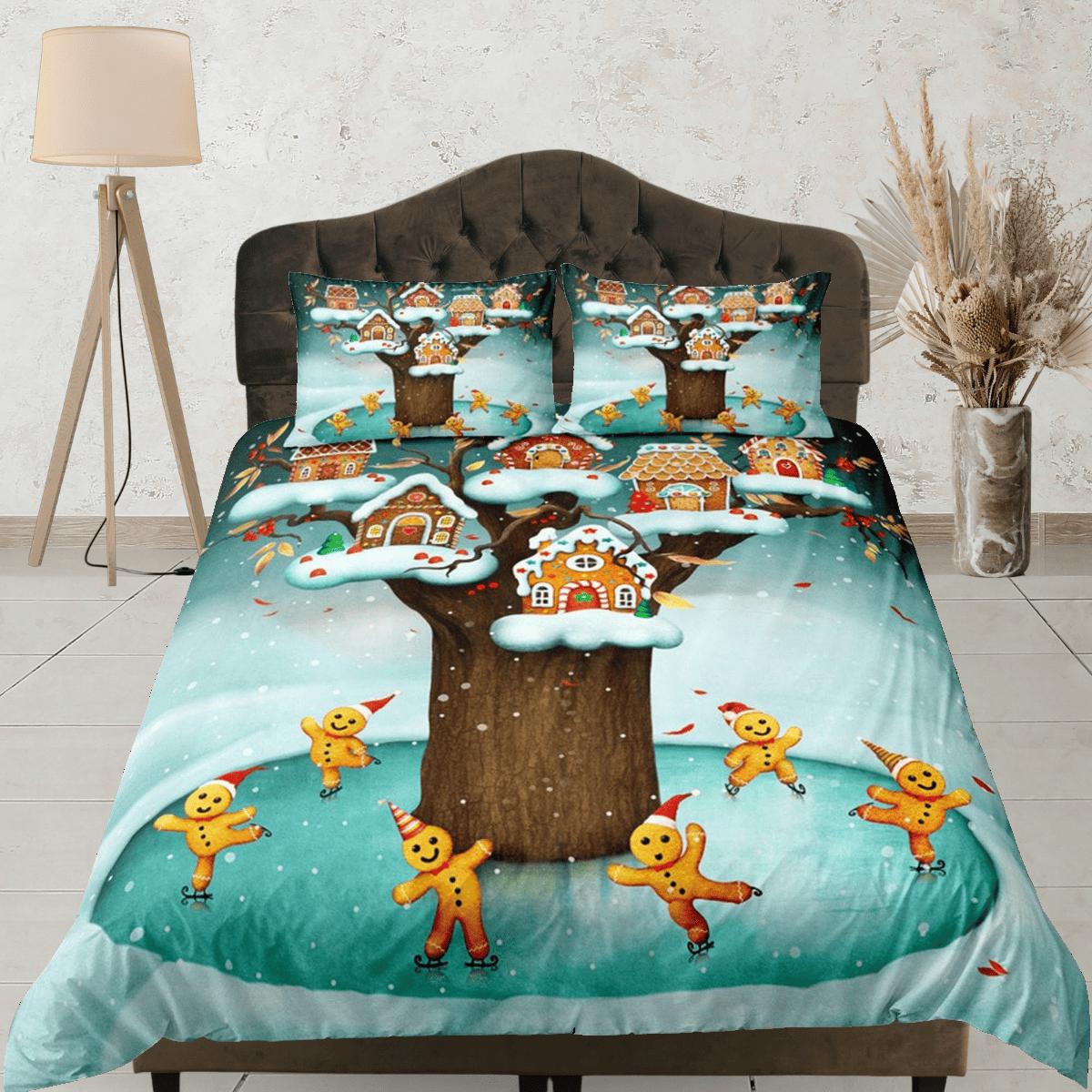 daintyduvet Cute gingerbread man winter duvet cover set christmas full size bedding & pillowcase, college bedding, crib toddler bedding, holiday gift