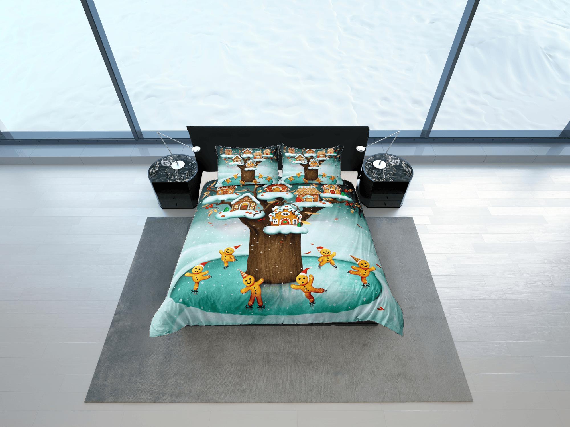 daintyduvet Cute gingerbread man winter duvet cover set christmas full size bedding & pillowcase, college bedding, crib toddler bedding, holiday gift