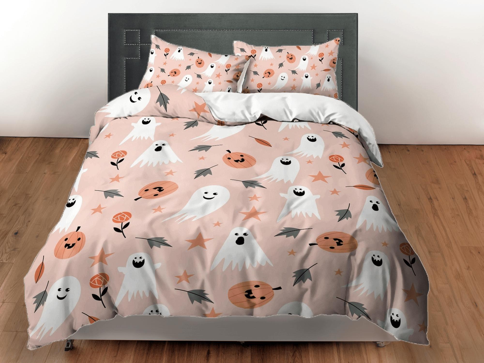 daintyduvet Cute halloween bedding & pillowcase, ghost pumpkin duvet cover set dorm bedding, halloween decor, nursery toddler bedding, halloween gift
