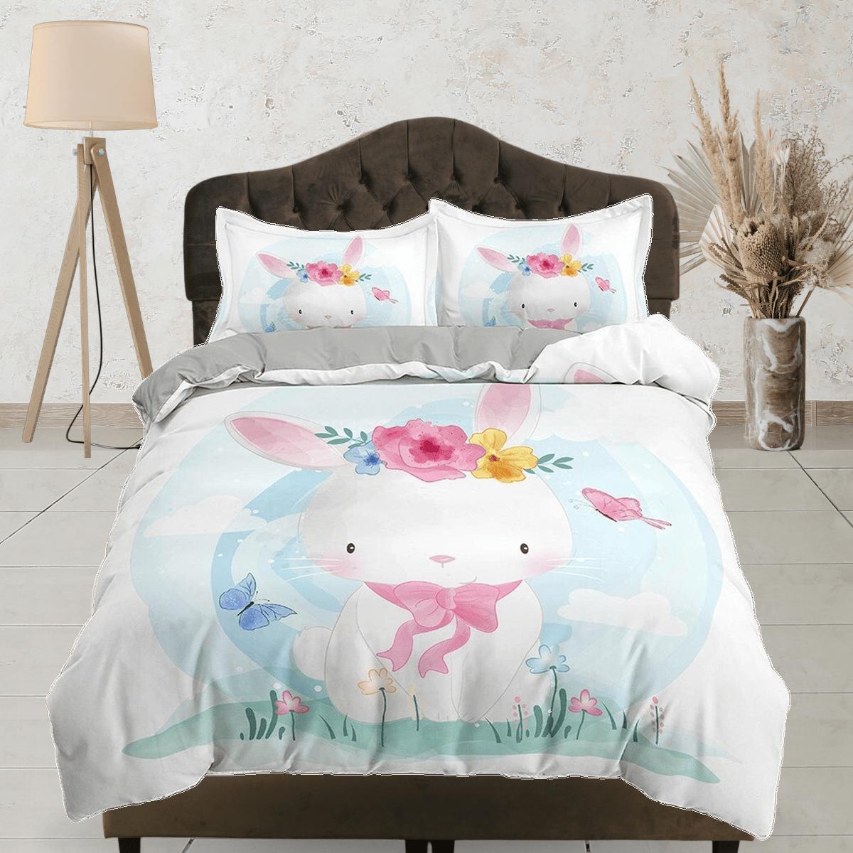 daintyduvet Cute Little Bunny Bedding, Duvet Cover Set & Pillowcase, Zipper Bedding, Dorm Bedding, Teens Adult Duvet King Queen Full Twin Single