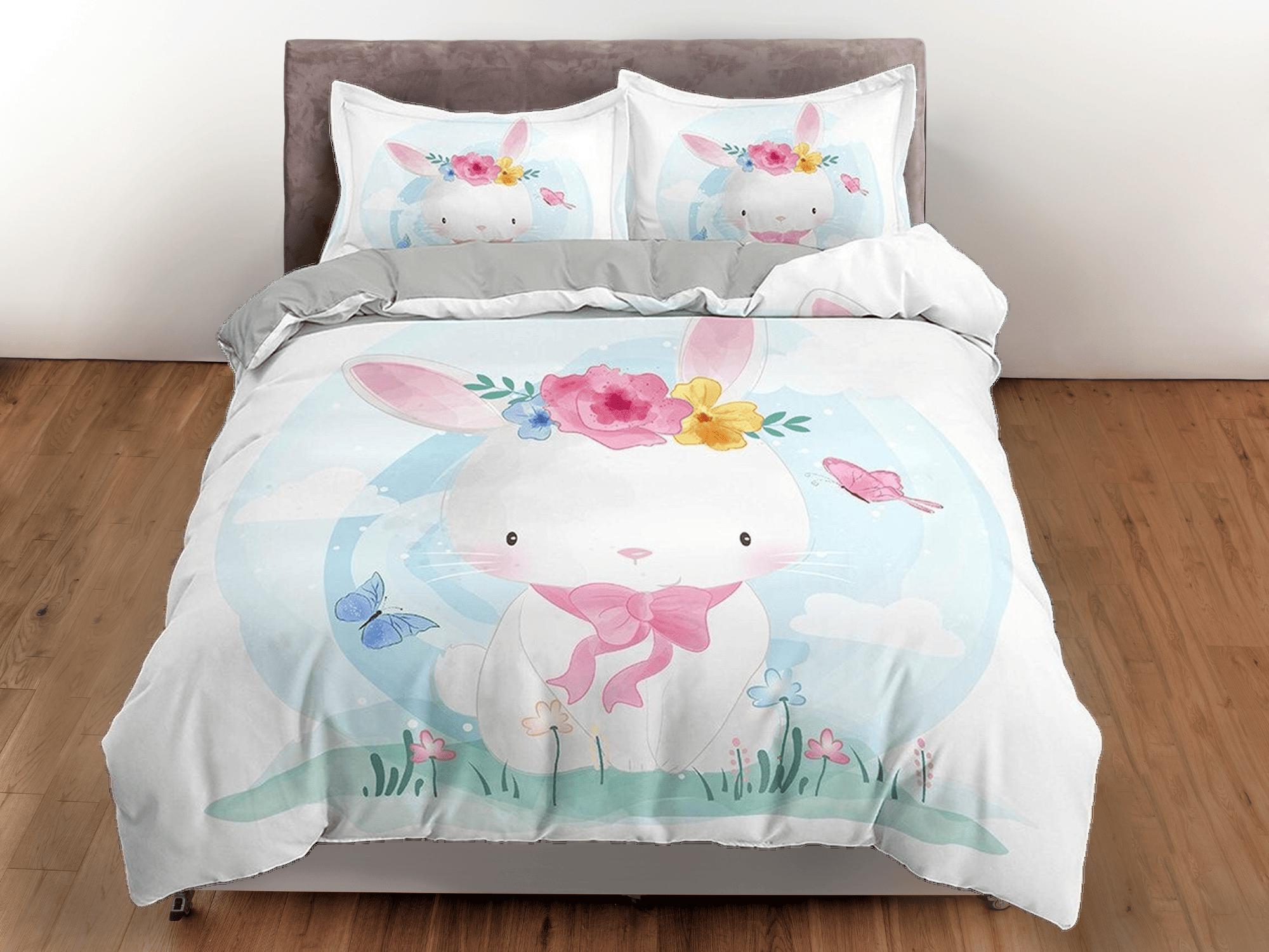 daintyduvet Cute Little Bunny Bedding, Duvet Cover Set & Pillowcase, Zipper Bedding, Dorm Bedding, Teens Adult Duvet King Queen Full Twin Single